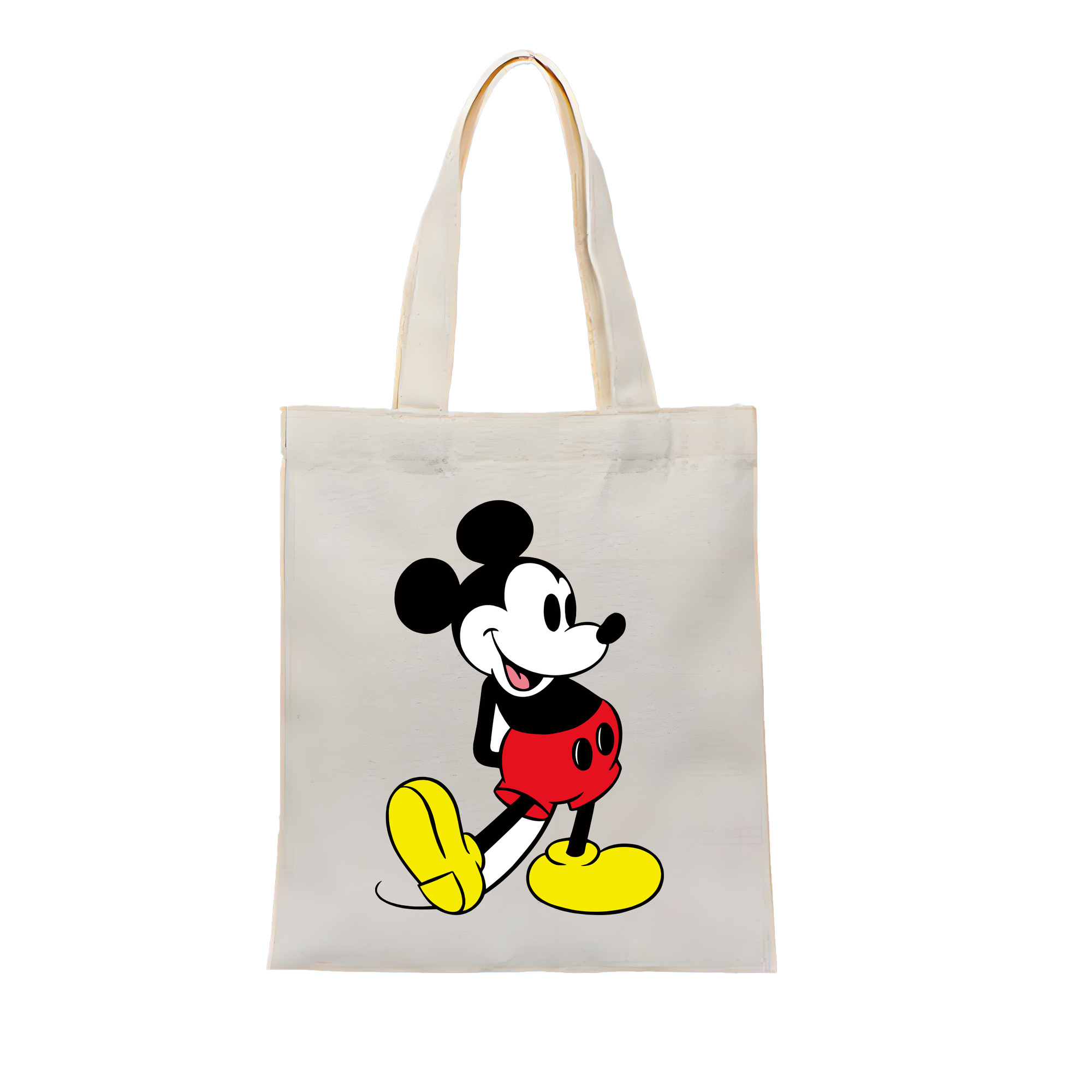 ミッキーマウス Mickey Mouse 縦型キャンバス生地手提げバッグ　トートバッグ