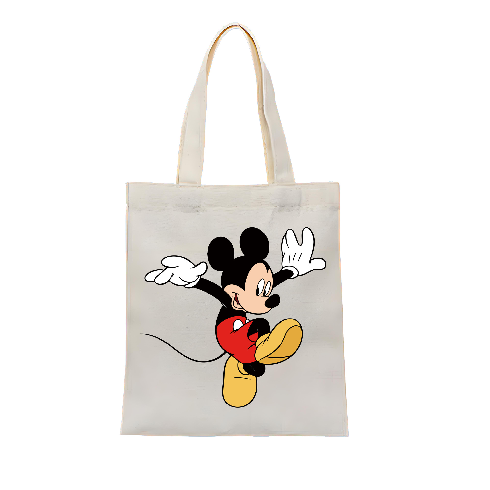 （画像用） ミッキーマウス Mickey Mouse 縦型キャンバス生地手提げバッグ　トートバッグ