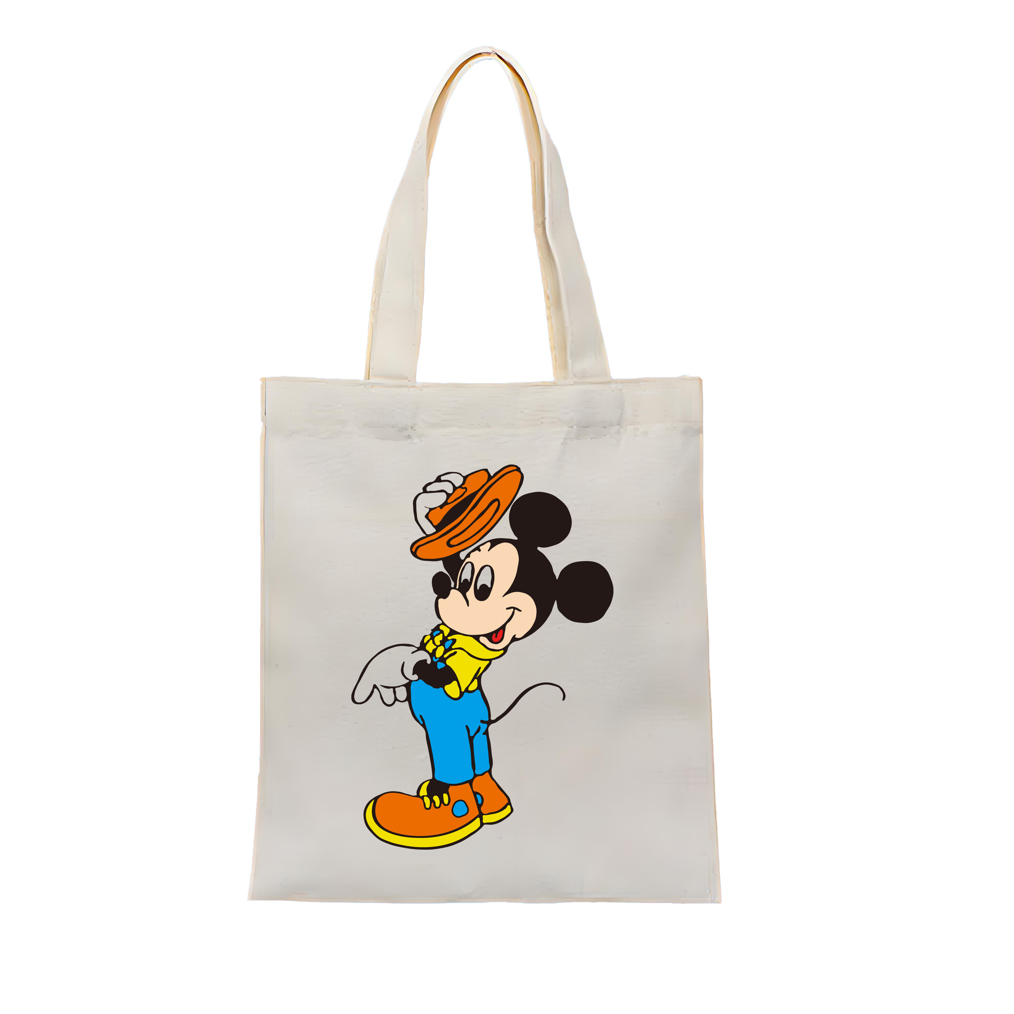 （画像用） ミッキーマウス Mickey Mouse 縦型キャンバス生地手提げバッグ　トートバッグ