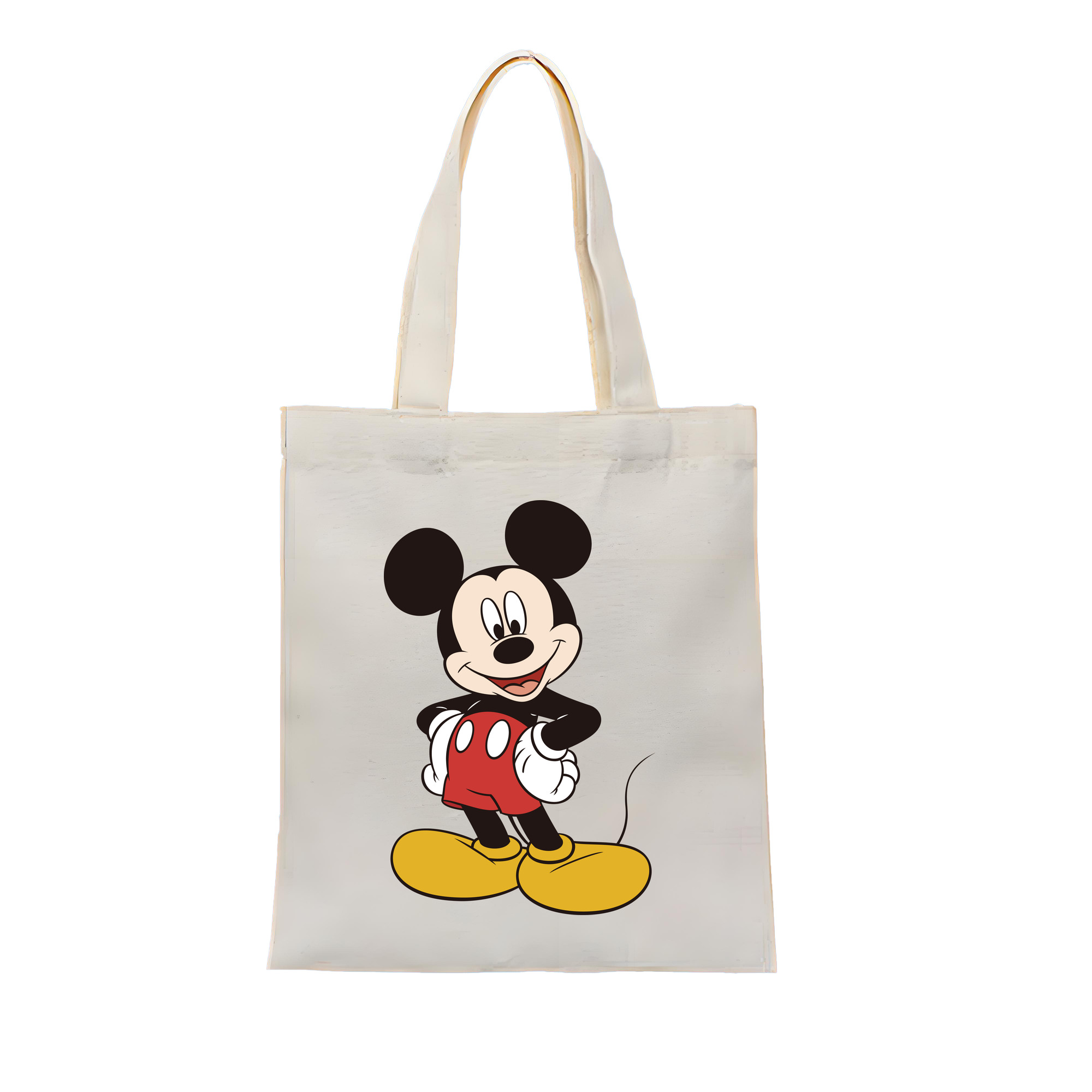 （画像用） ミッキーマウス Mickey Mouse 縦型キャンバス生地手提げバッグ　トートバッグ