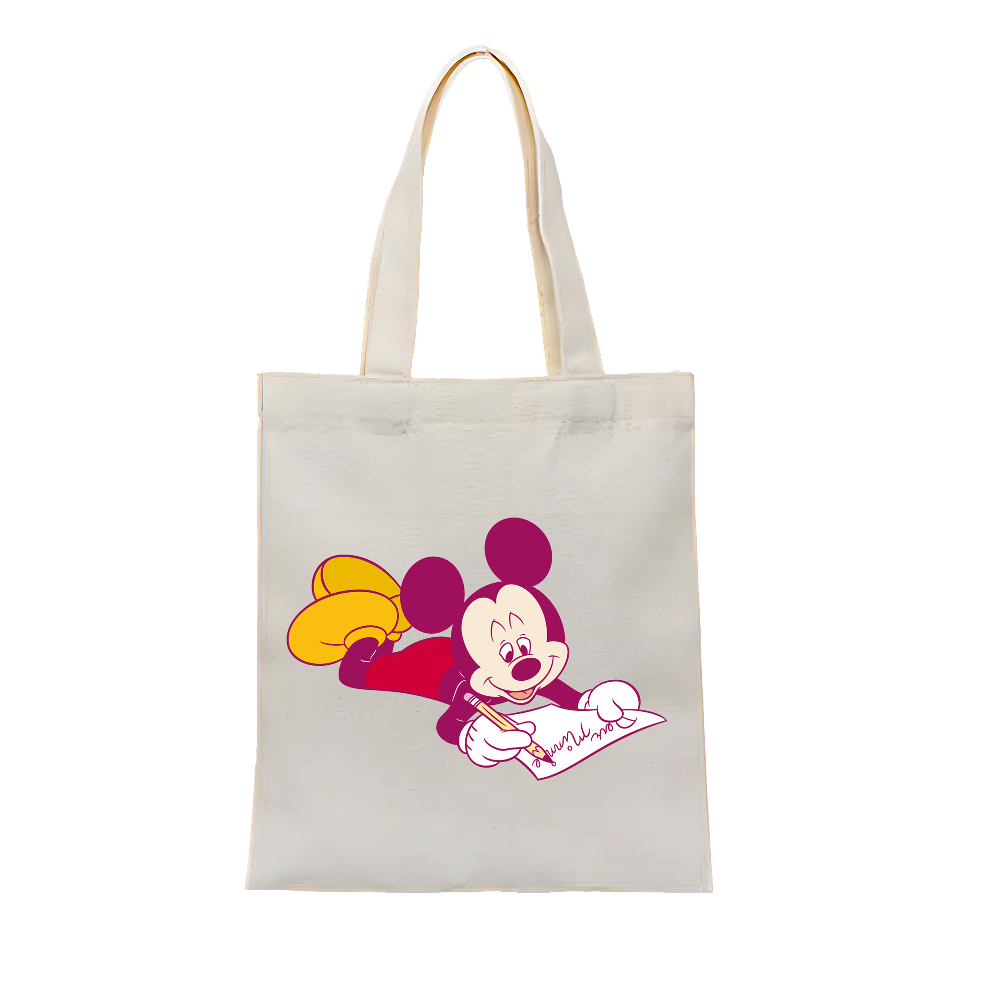 （画像用） ミッキーマウス Mickey Mouse 縦型キャンバス生地手提げバッグ　トートバッグ