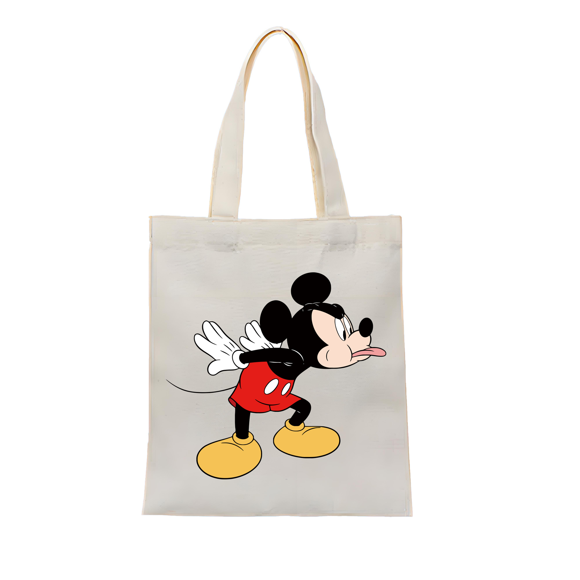 （画像用） ミッキーマウス Mickey Mouse 縦型キャンバス生地手提げバッグ　トートバッグ