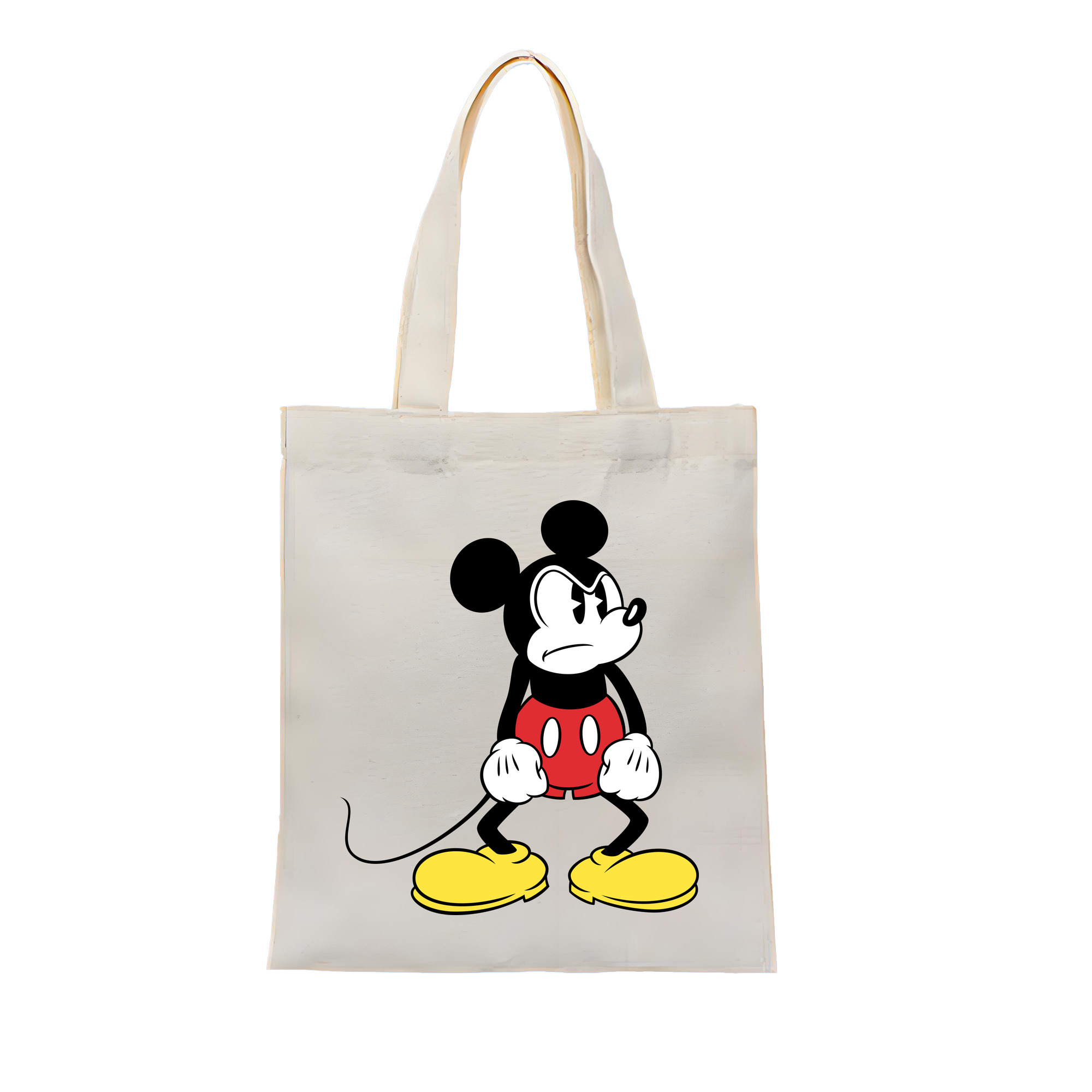 （画像用） ミッキーマウス Mickey Mouse 縦型キャンバス生地手提げバッグ　トートバッグ