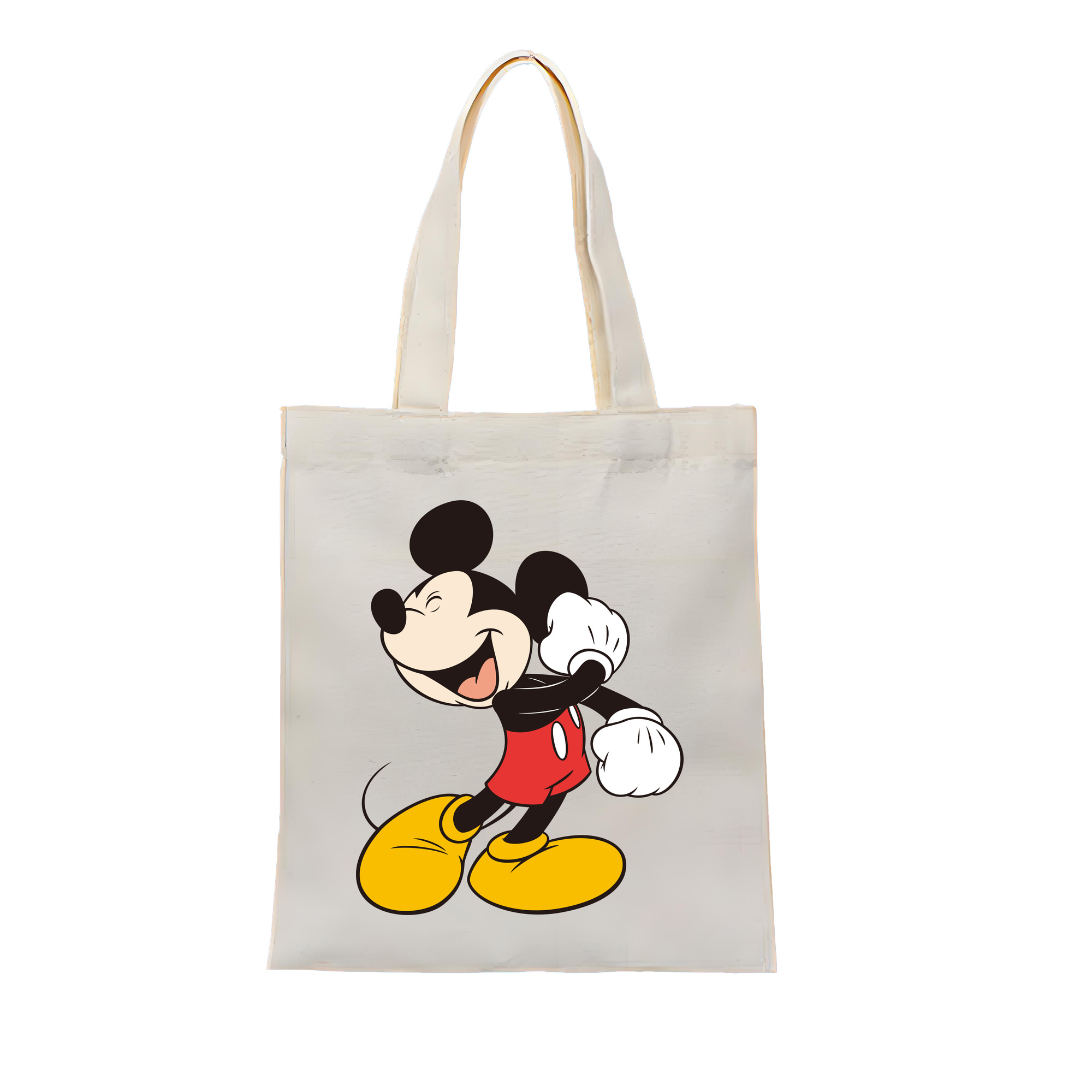 （画像用） ミッキーマウス Mickey Mouse 縦型キャンバス生地手提げバッグ　トートバッグ