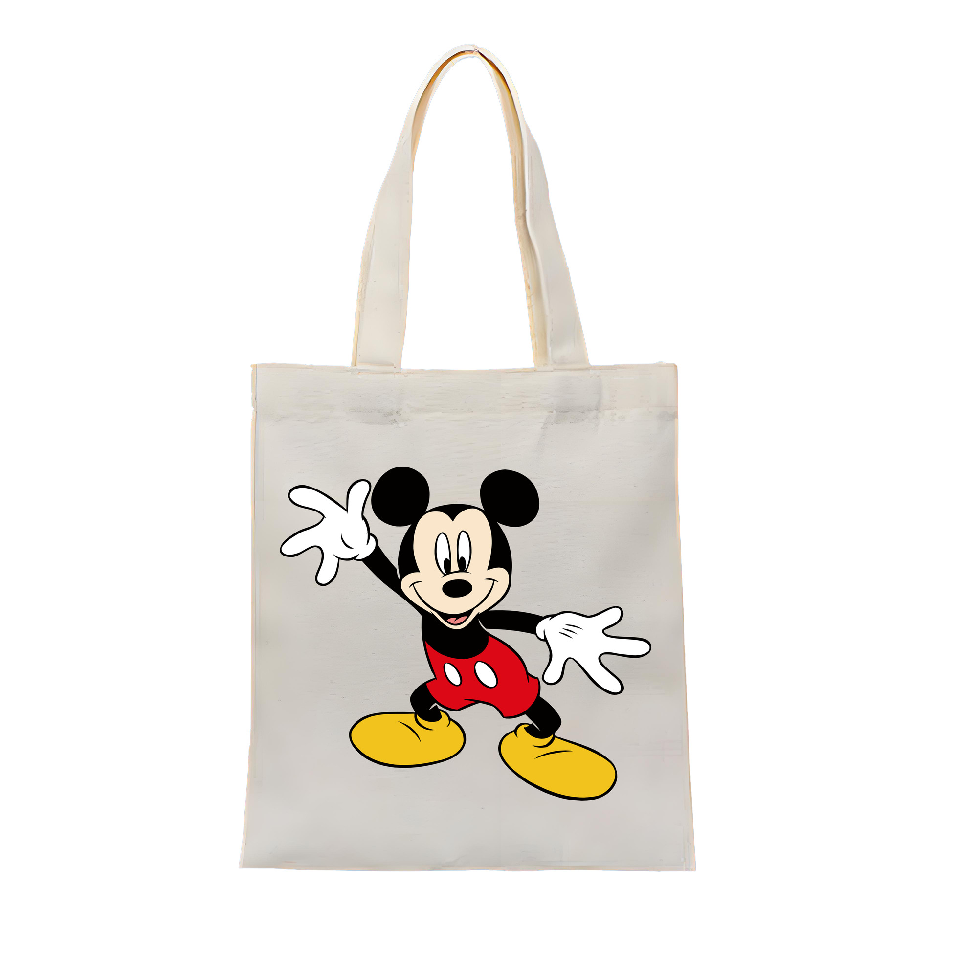 （画像用） ミッキーマウス Mickey Mouse 縦型キャンバス生地手提げバッグ　トートバッグ