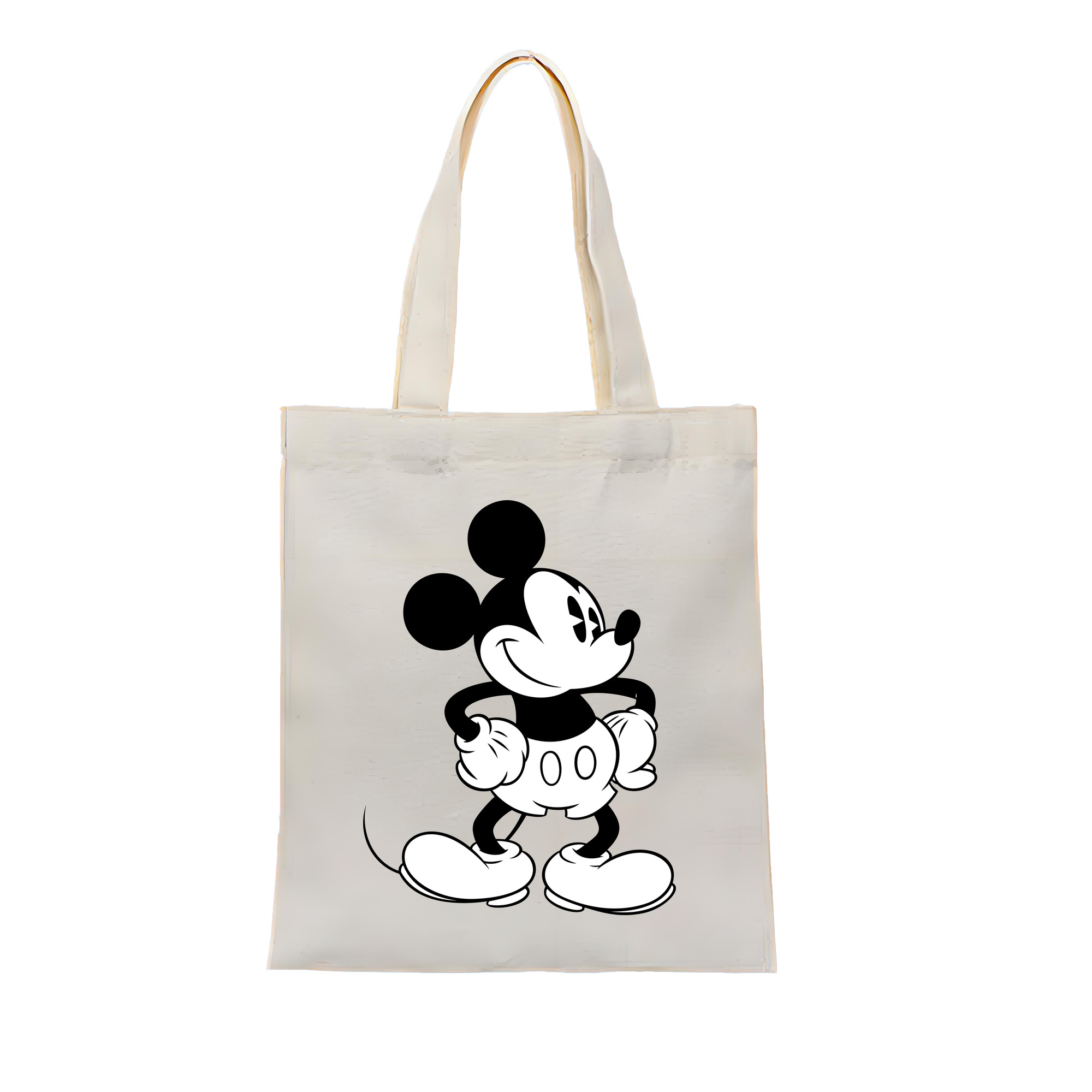 （画像用） ミッキーマウス Mickey Mouse 縦型キャンバス生地手提げバッグ　トートバッグ
