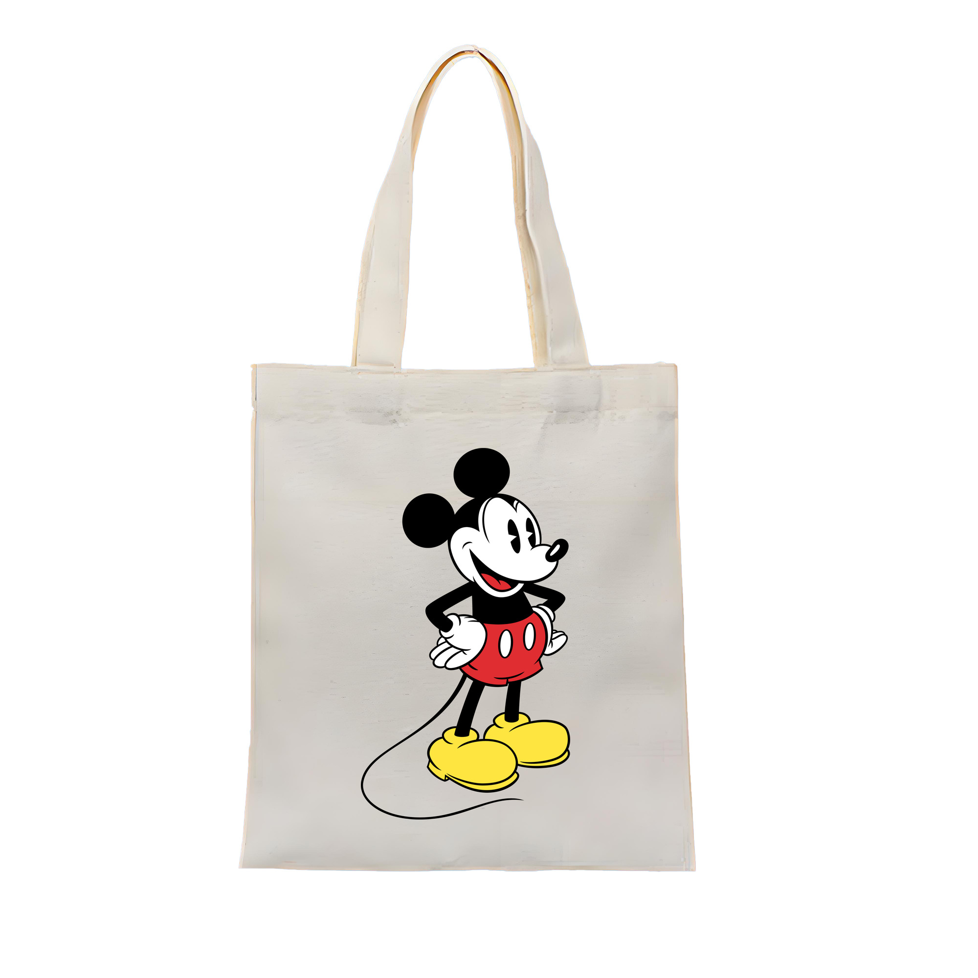 （画像用） ミッキーマウス Mickey Mouse 縦型キャンバス生地手提げバッグ　トートバッグ