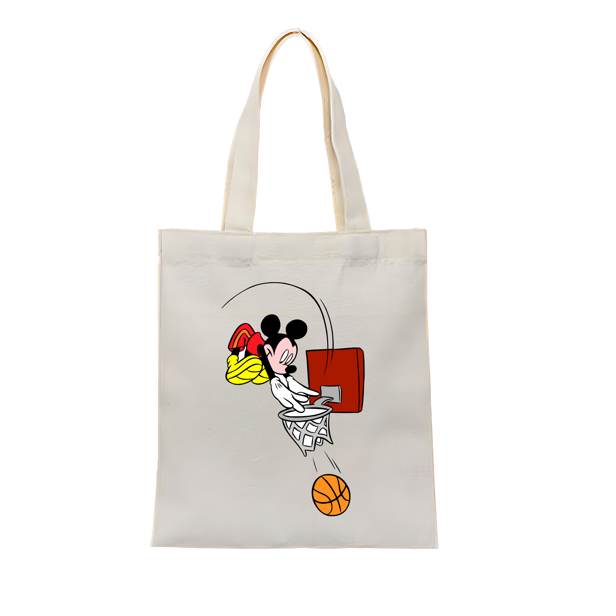 （画像用） ミッキーマウス Mickey Mouse 縦型キャンバス生地手提げバッグ　トートバッグ