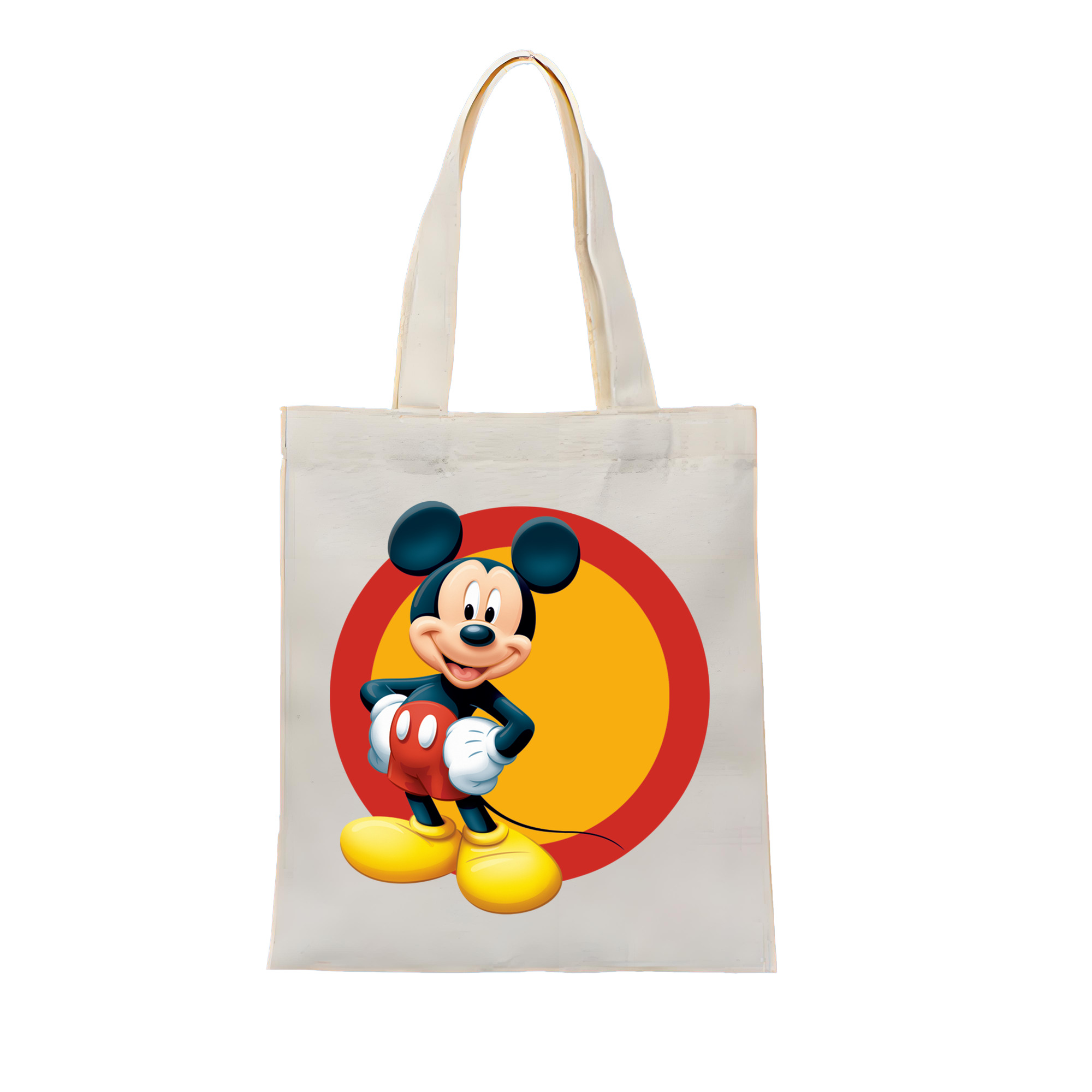 ミッキーマウス Mickey Mouse 縦型キャンバス生地手提げバッグ　トートバッグ