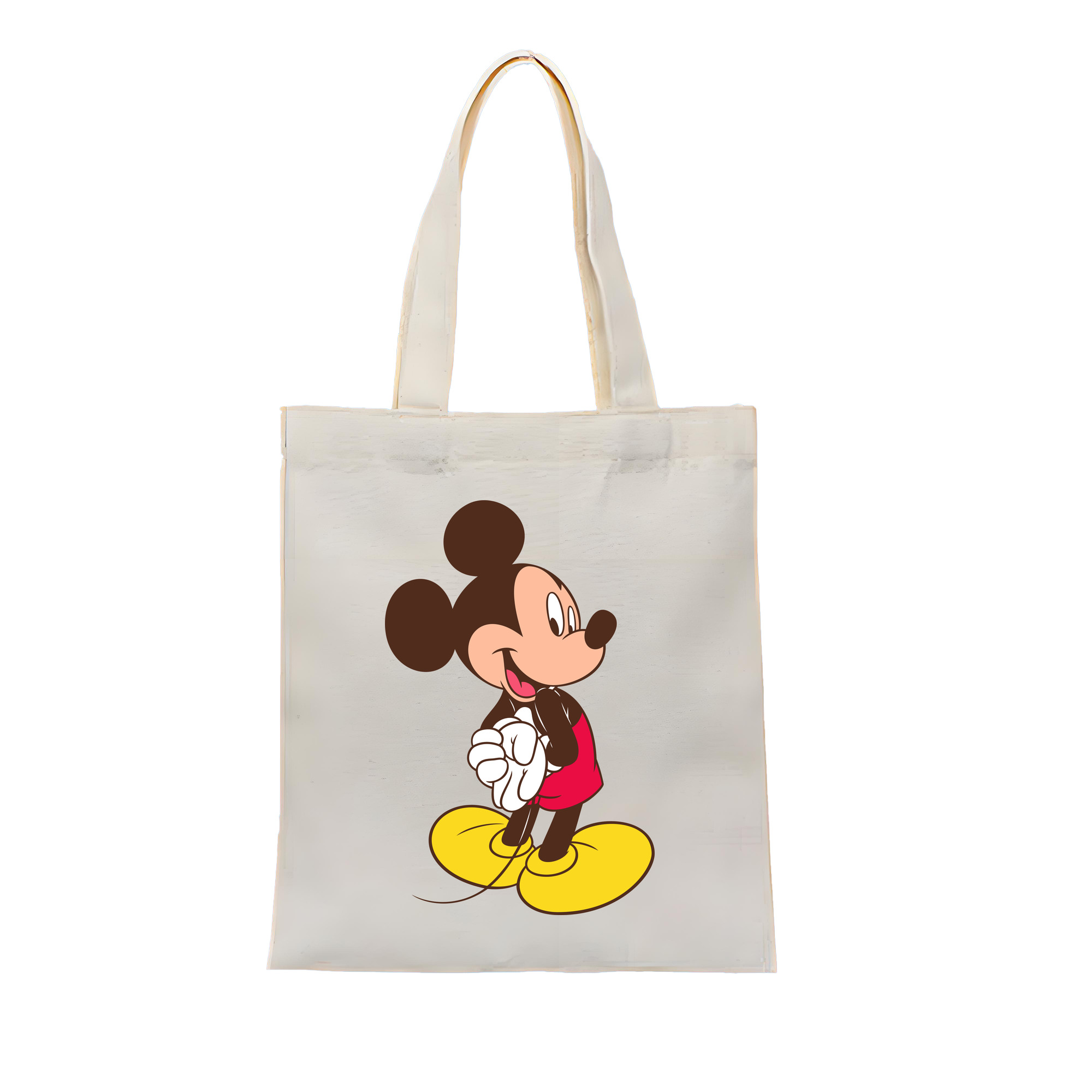 （画像用） ミッキーマウス Mickey Mouse 縦型キャンバス生地手提げバッグ　トートバッグ