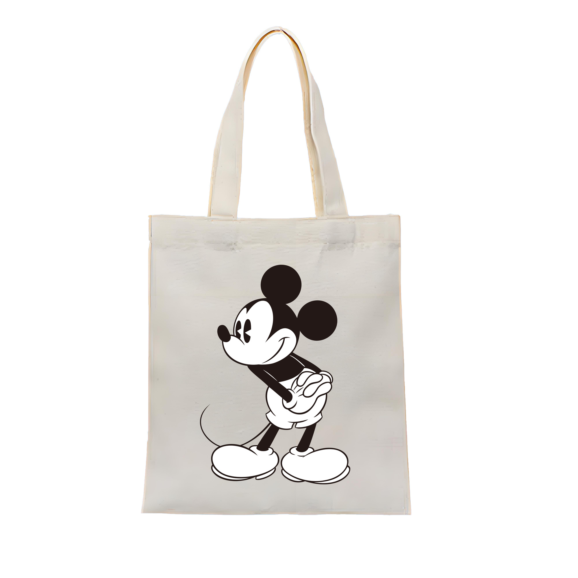 （画像用） ミッキーマウス Mickey Mouse 縦型キャンバス生地手提げバッグ　トートバッグ