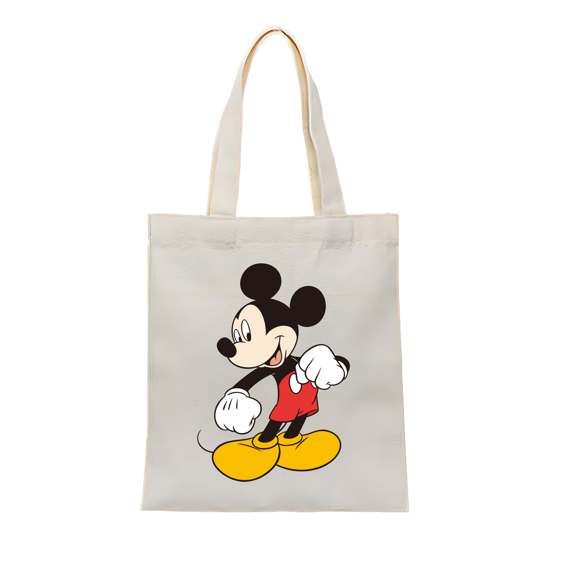 （画像用） ミッキーマウス Mickey Mouse 縦型キャンバス生地手提げバッグ　トートバッグ