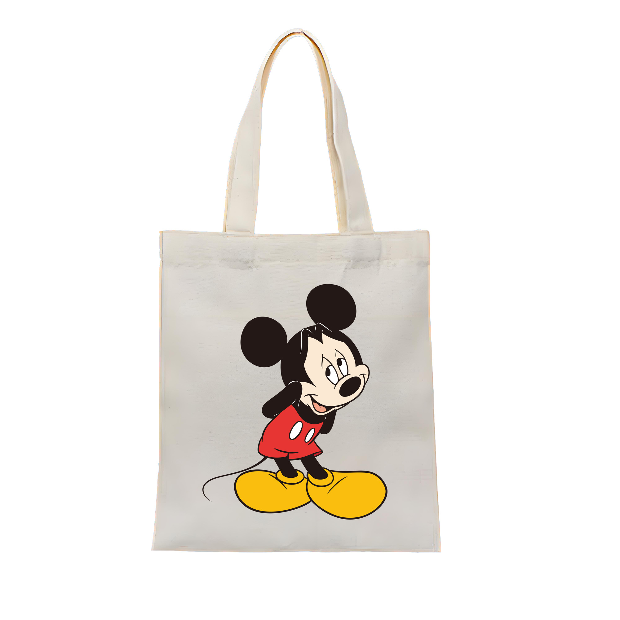 （画像用） ミッキーマウス Mickey Mouse 縦型キャンバス生地手提げバッグ　トートバッグ