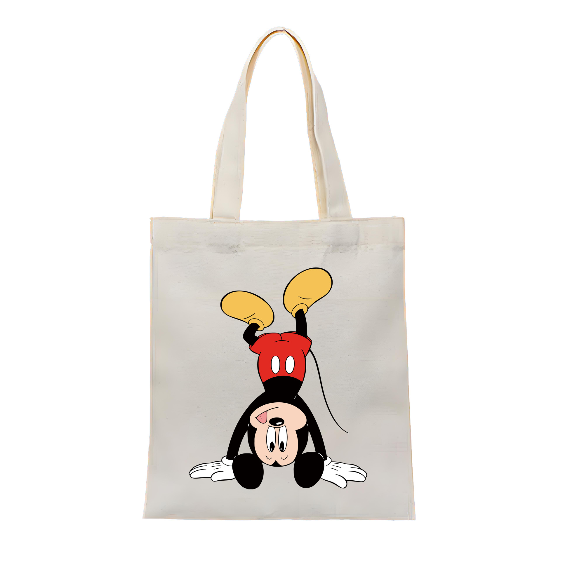 （画像用） ミッキーマウス Mickey Mouse 縦型キャンバス生地手提げバッグ　トートバッグ