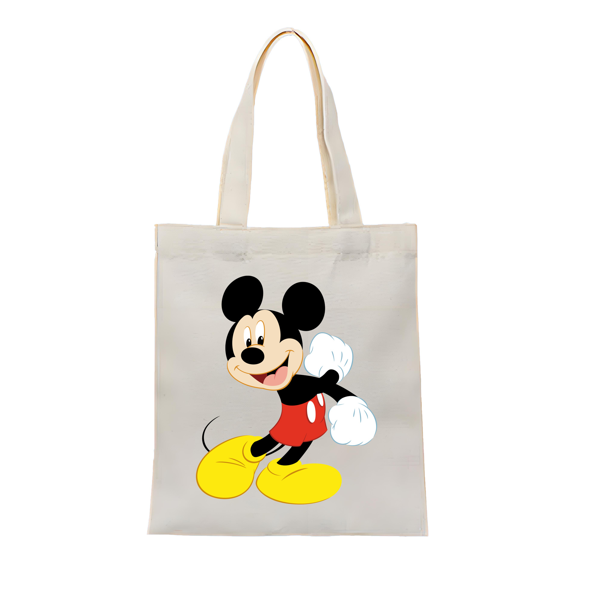 （画像用） ミッキーマウス Mickey Mouse 縦型キャンバス生地手提げバッグ　トートバッグ