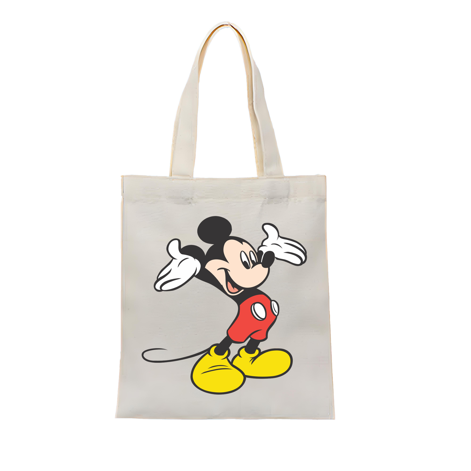 （画像用） ミッキーマウス Mickey Mouse 縦型キャンバス生地手提げバッグ　トートバッグ