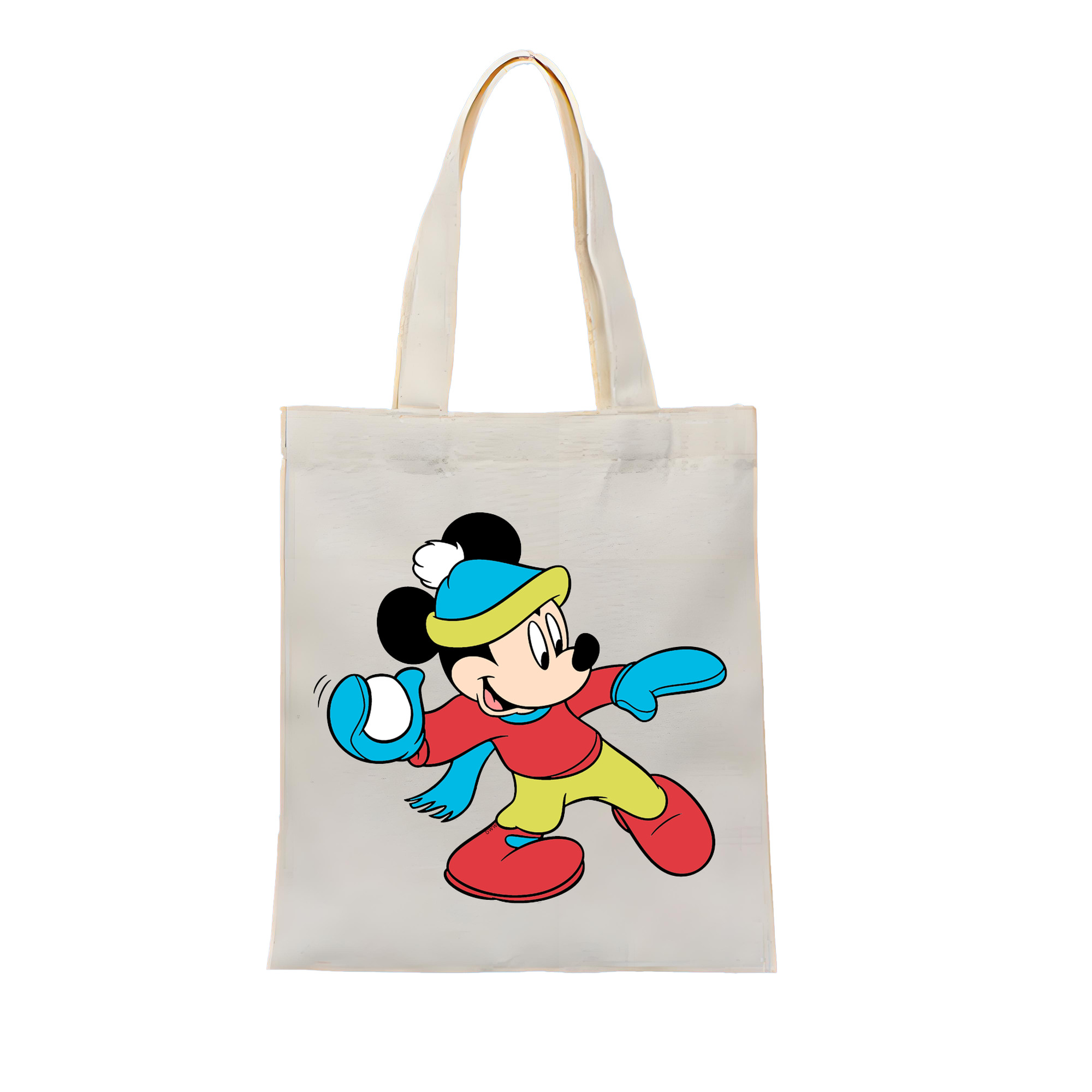 （画像用） ミッキーマウス Mickey Mouse 縦型キャンバス生地手提げバッグ　トートバッグ