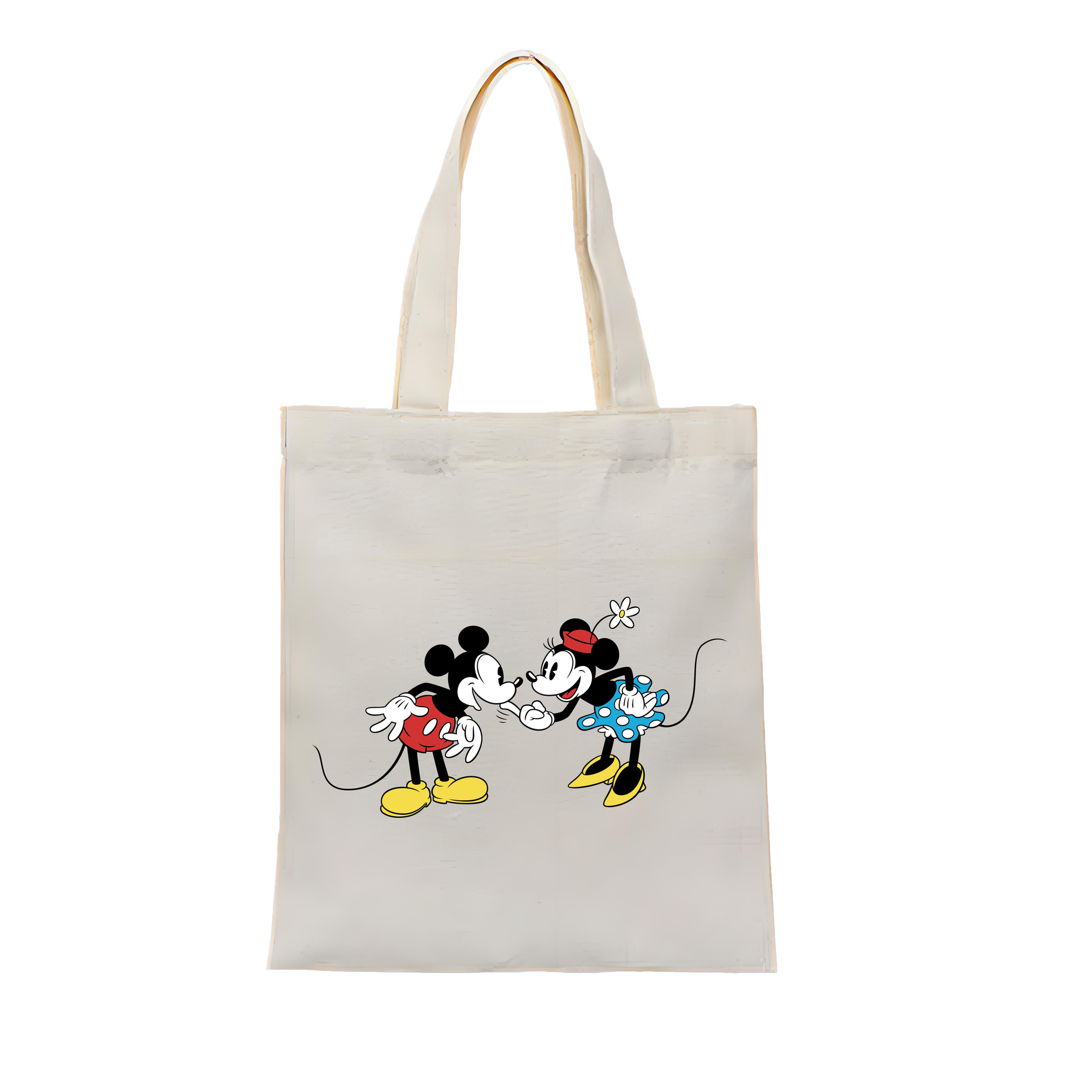 （画像用） ミッキーマウス Mickey Mouse 縦型キャンバス生地手提げバッグ　トートバッグ