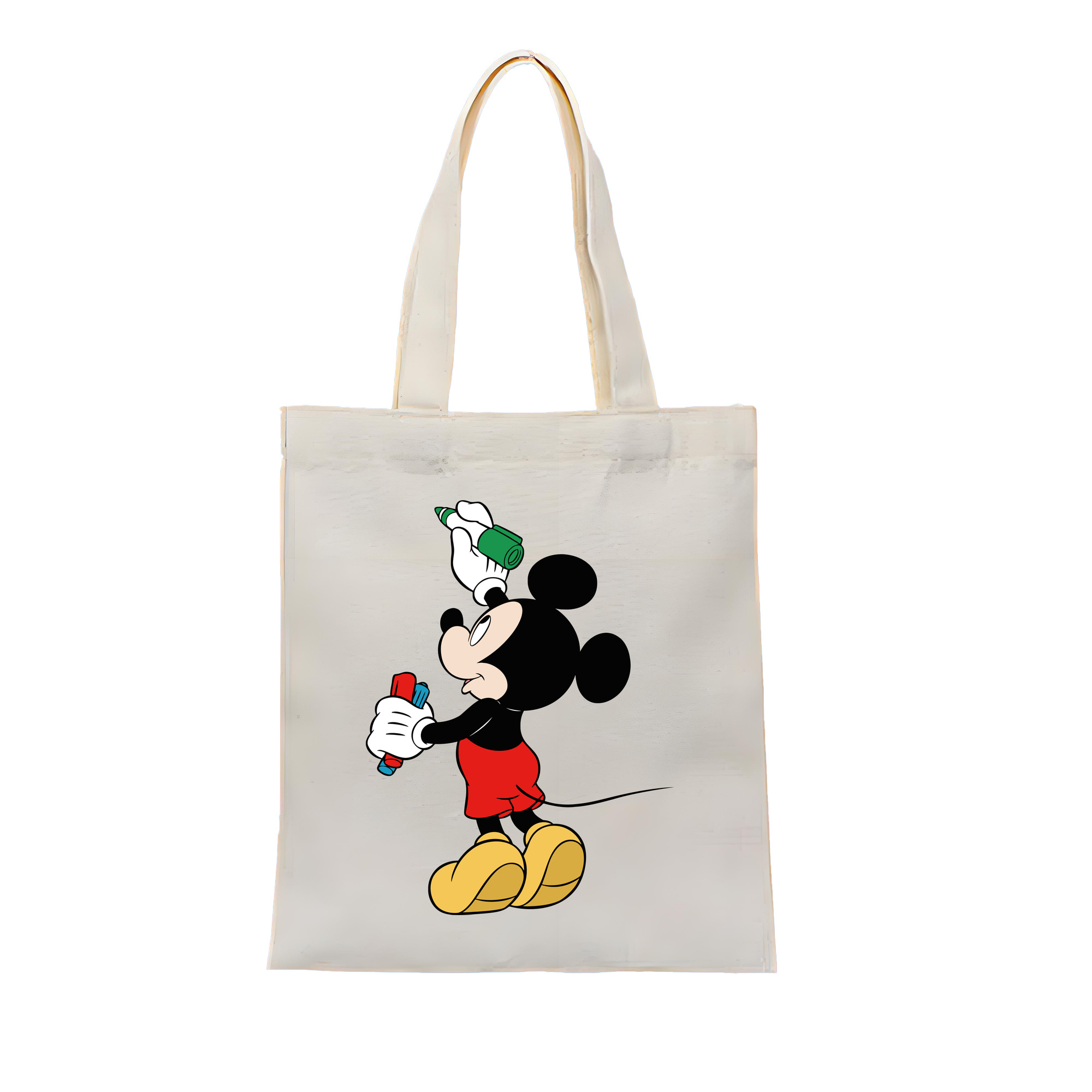 （画像用） ミッキーマウス Mickey Mouse 縦型キャンバス生地手提げバッグ　トートバッグ