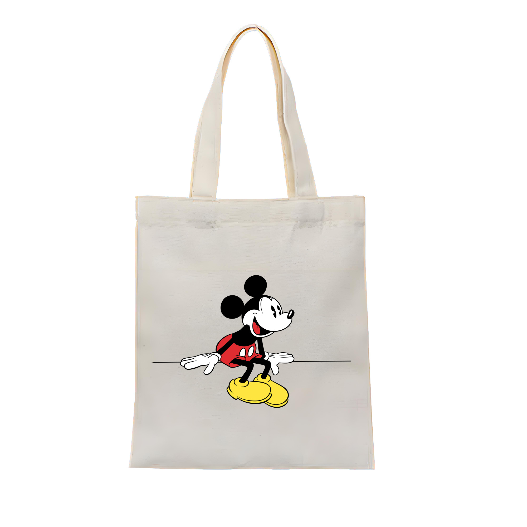 ミッキーマウス Mickey Mouse 縦型キャンバス生地手提げバッグ　トートバッグ