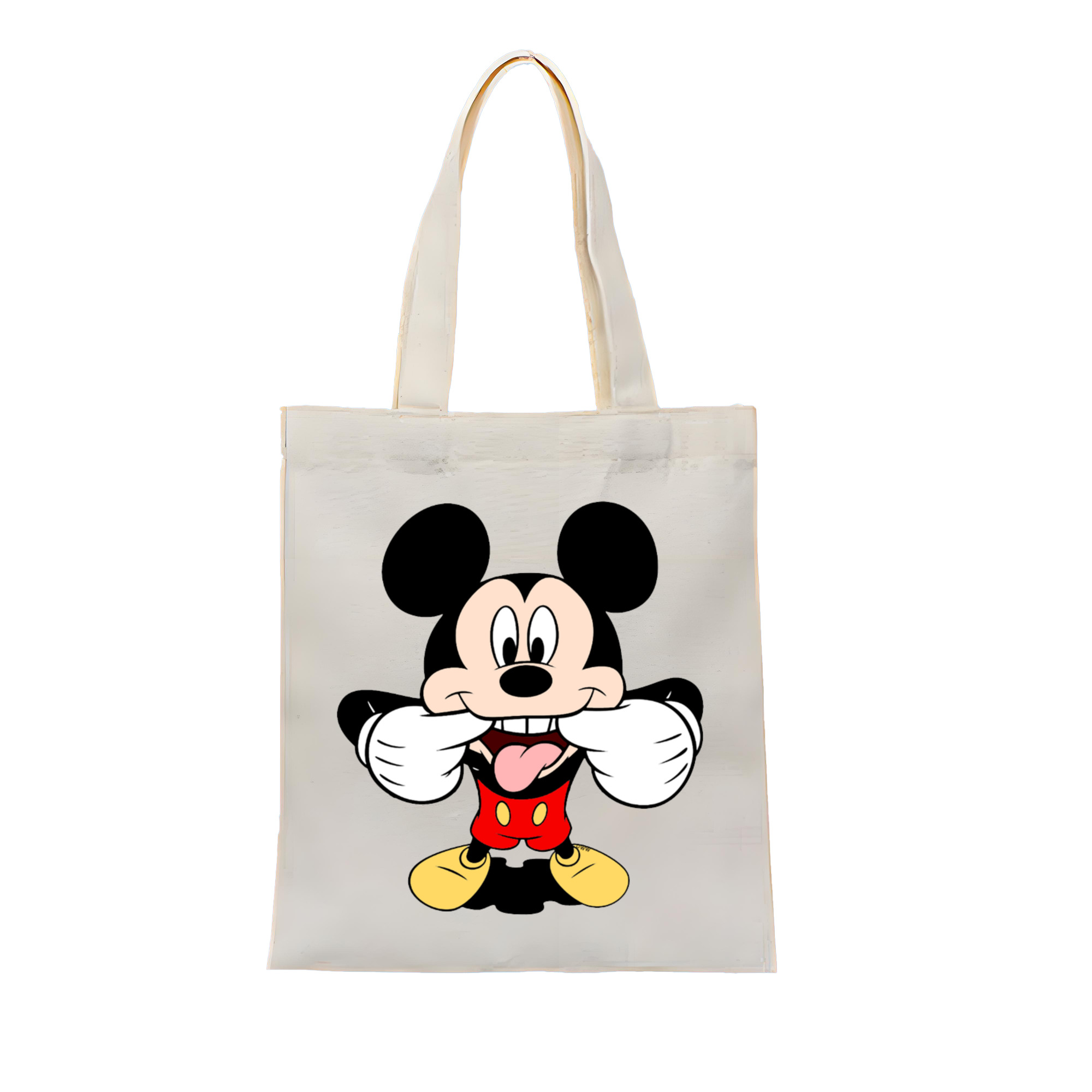 （画像用） ミッキーマウス Mickey Mouse 縦型キャンバス生地手提げバッグ　トートバッグ