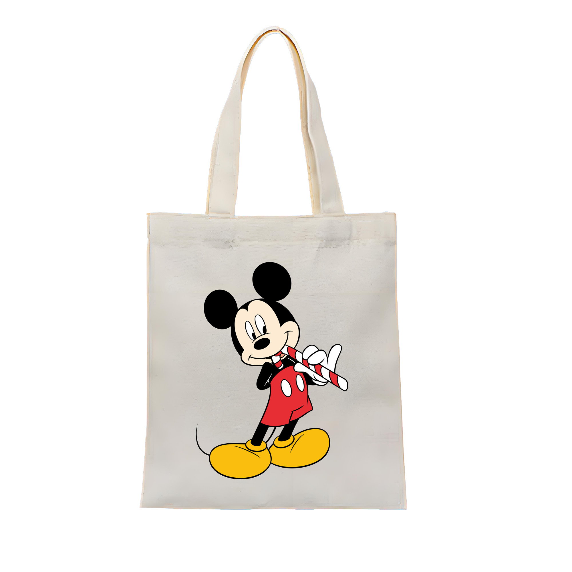 （画像用） ミッキーマウス Mickey Mouse 縦型キャンバス生地手提げバッグ　トートバッグ