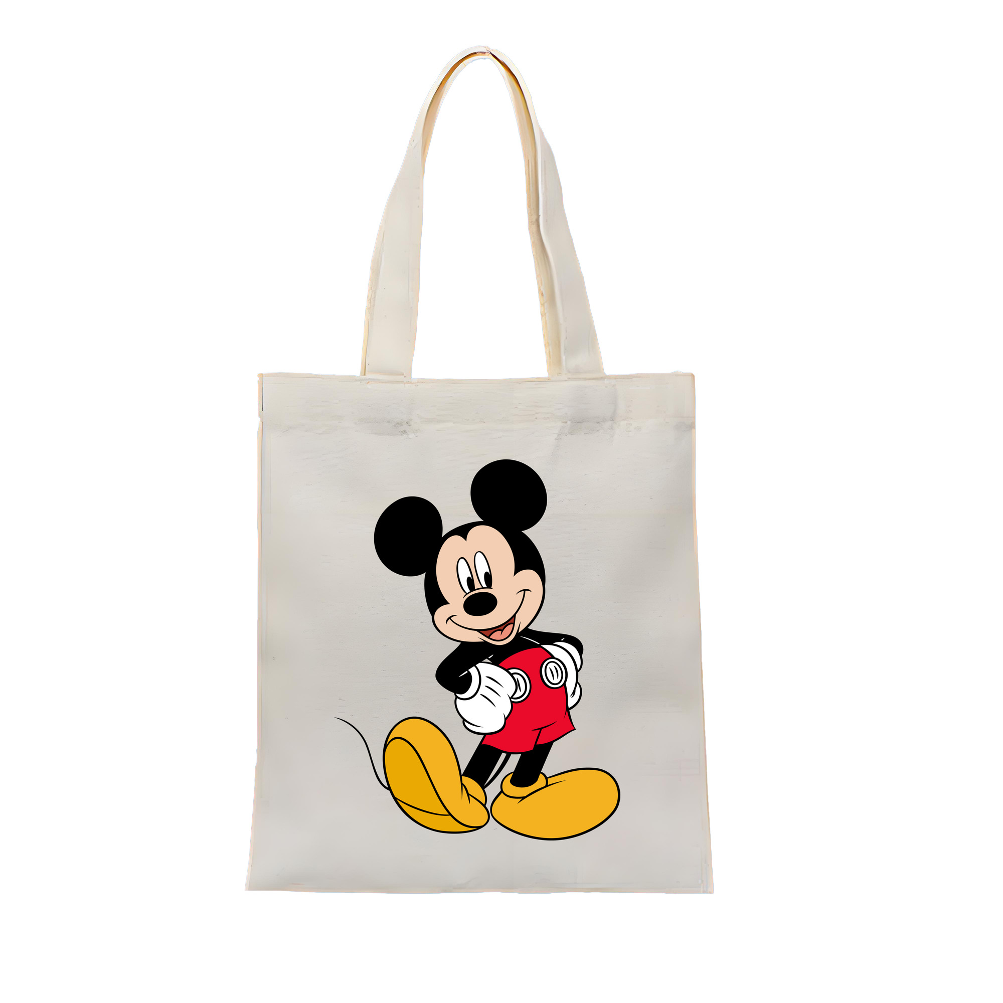 （画像用） ミッキーマウス Mickey Mouse 縦型キャンバス生地手提げバッグ　トートバッグ