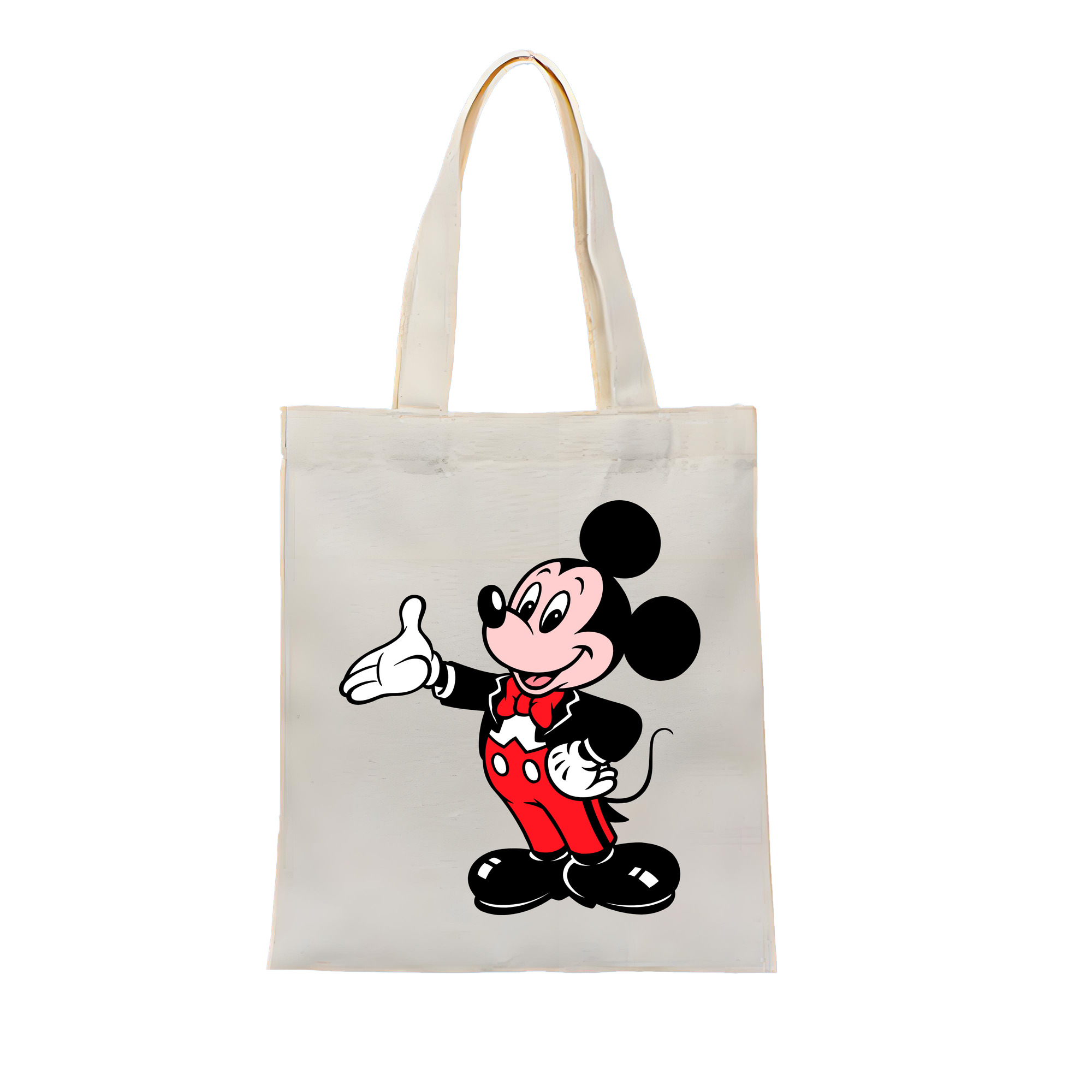 （画像用） ミッキーマウス Mickey Mouse 縦型キャンバス生地手提げバッグ　トートバッグ