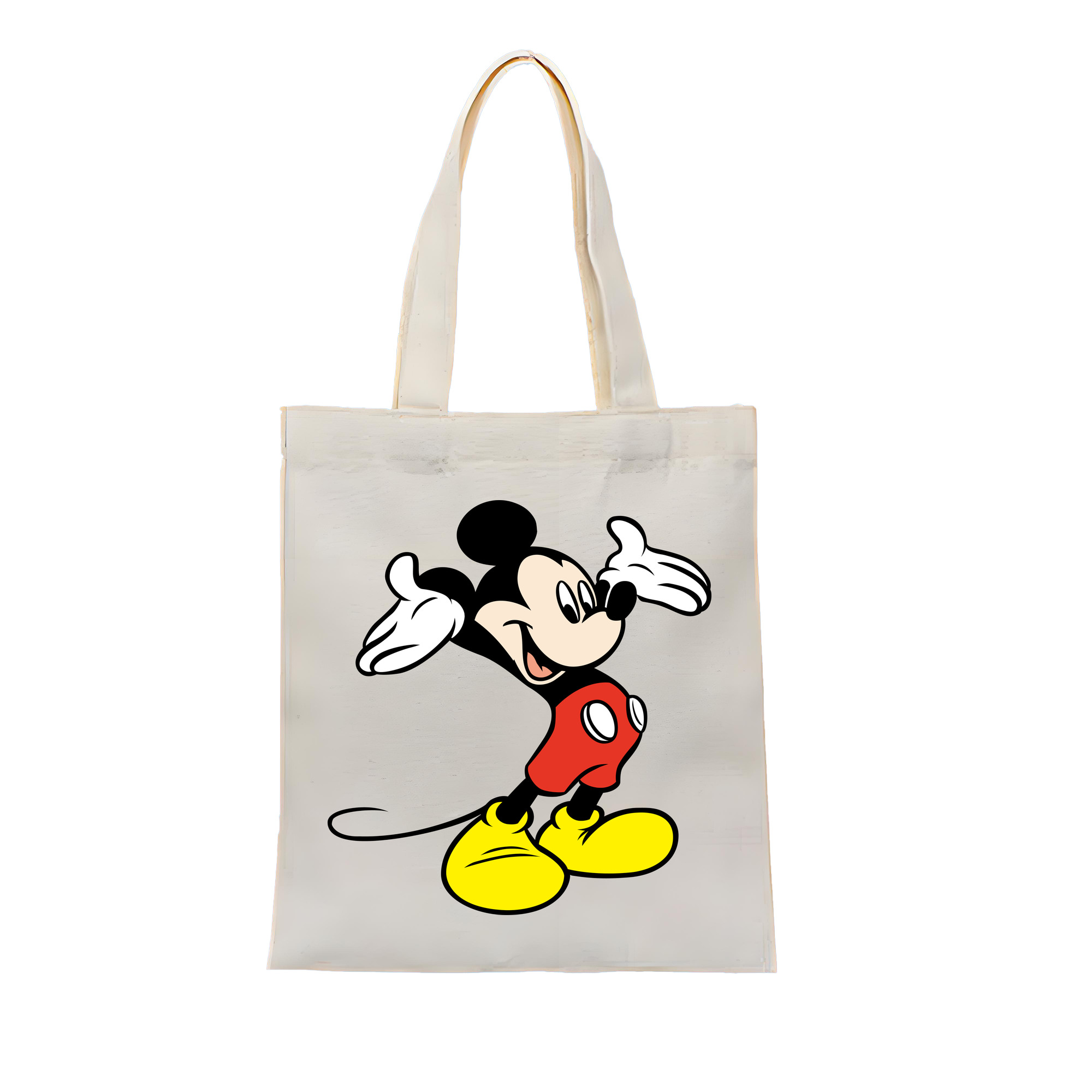 （画像用） ミッキーマウス Mickey Mouse 縦型キャンバス生地手提げバッグ　トートバッグ