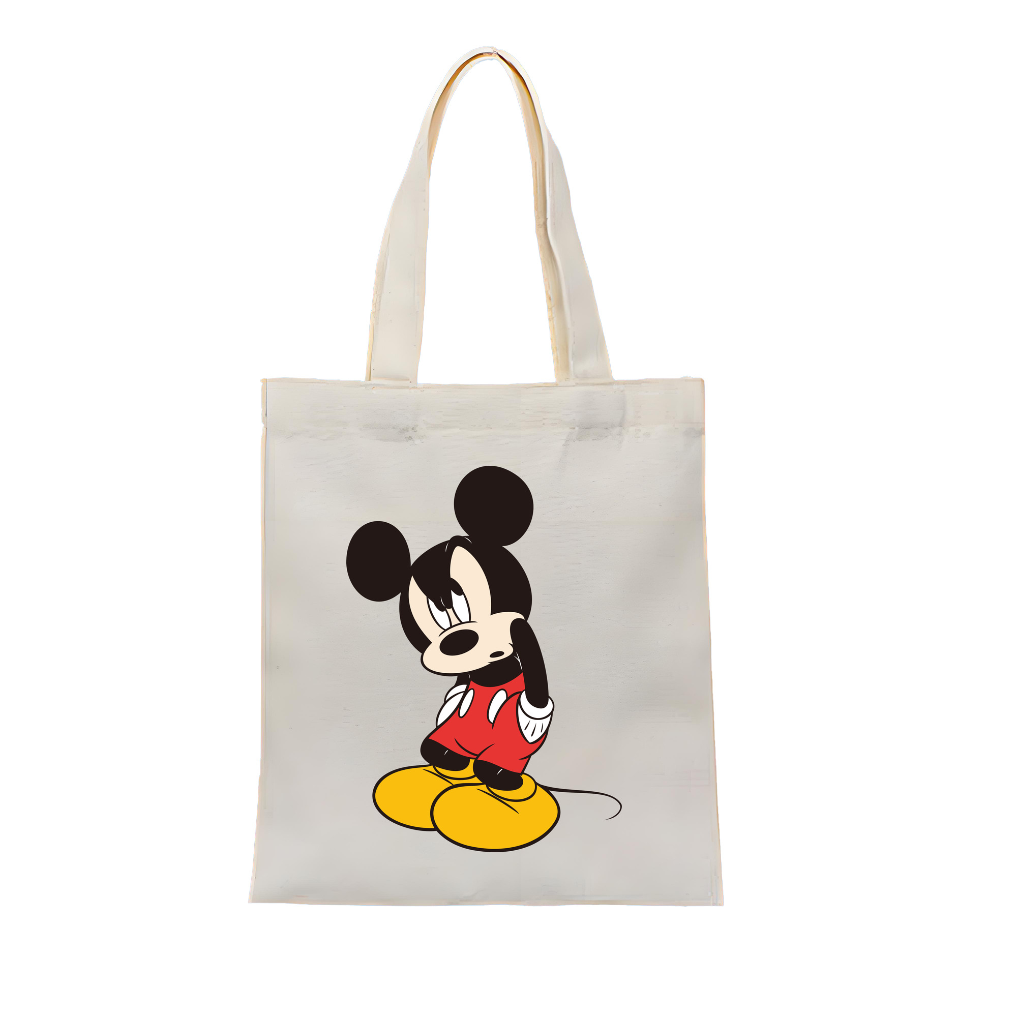 （画像用） ミッキーマウス Mickey Mouse 縦型キャンバス生地手提げバッグ　トートバッグ
