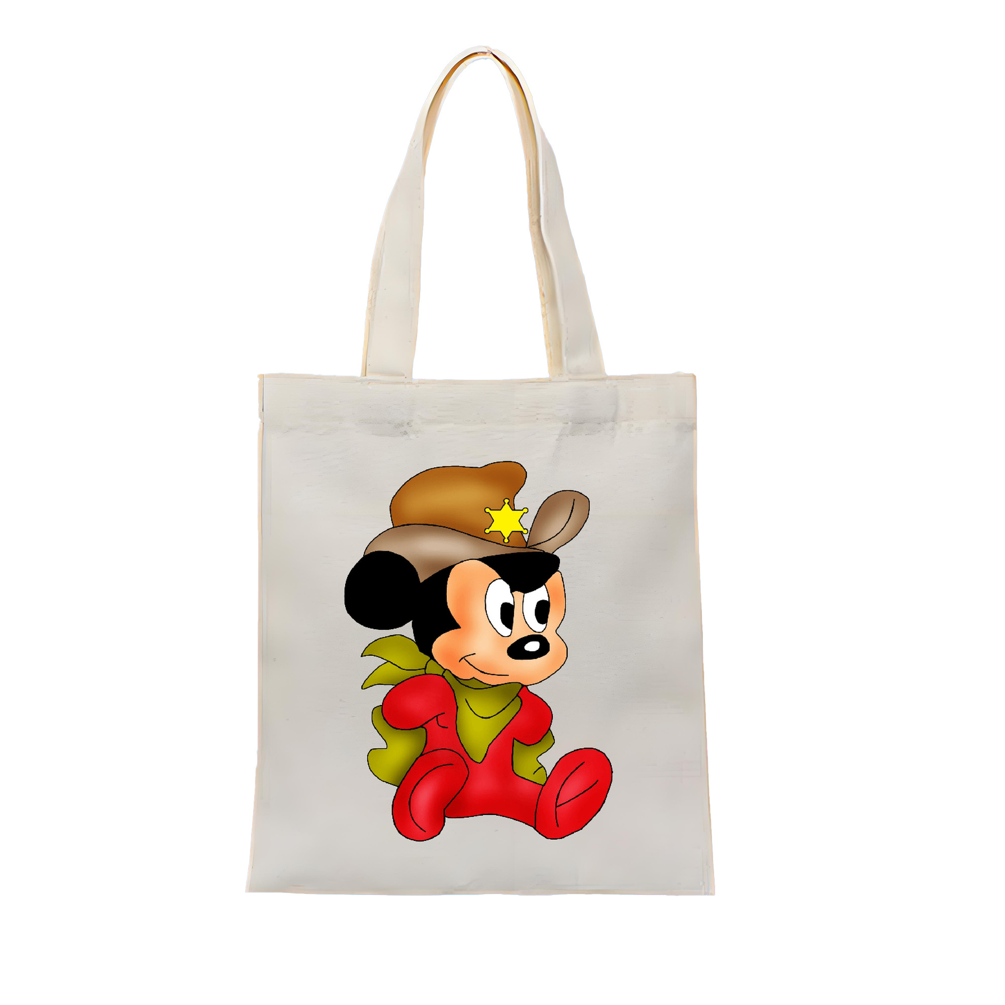（画像用） ミッキーマウス Mickey Mouse 縦型キャンバス生地手提げバッグ　トートバッグ