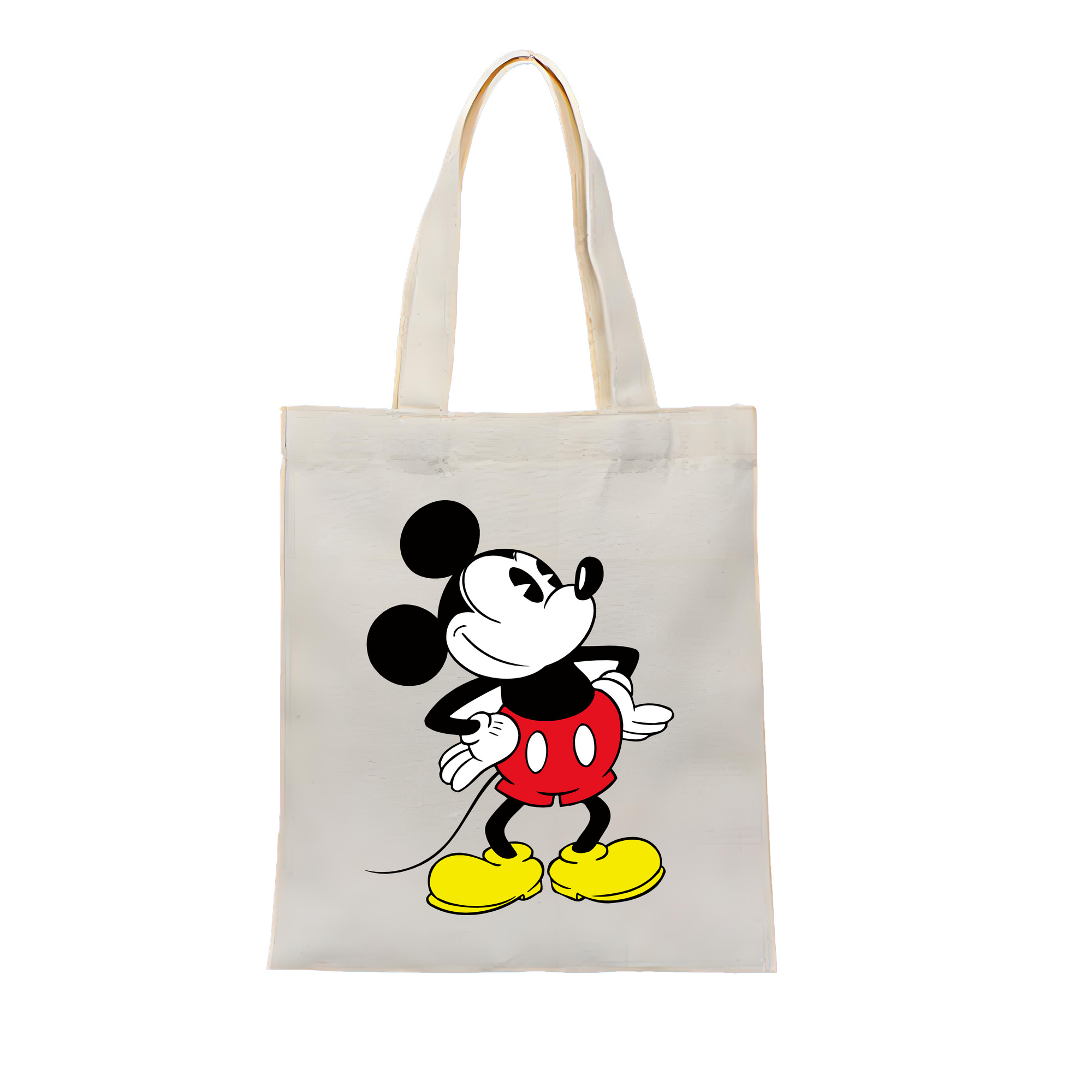 （画像用） ミッキーマウス Mickey Mouse 縦型キャンバス生地手提げバッグ　トートバッグ