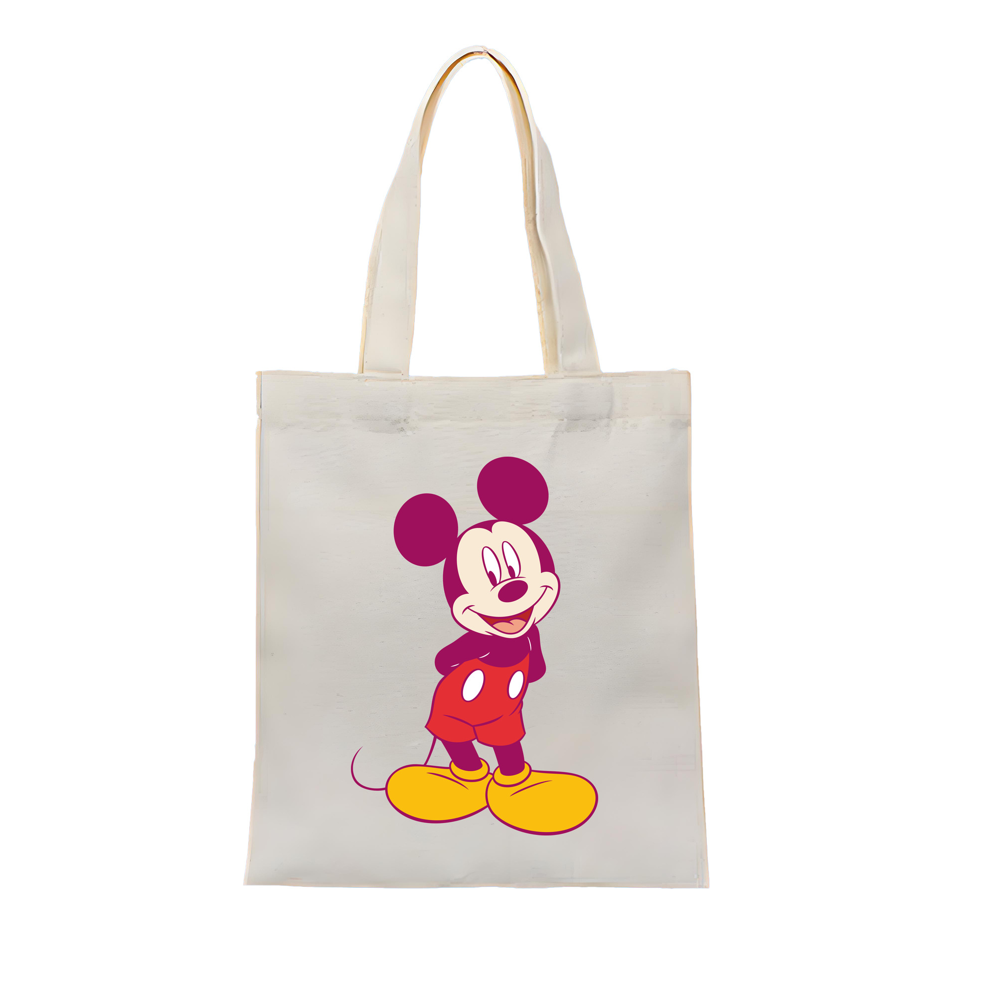 （画像用） ミッキーマウス Mickey Mouse 縦型キャンバス生地手提げバッグ　トートバッグ
