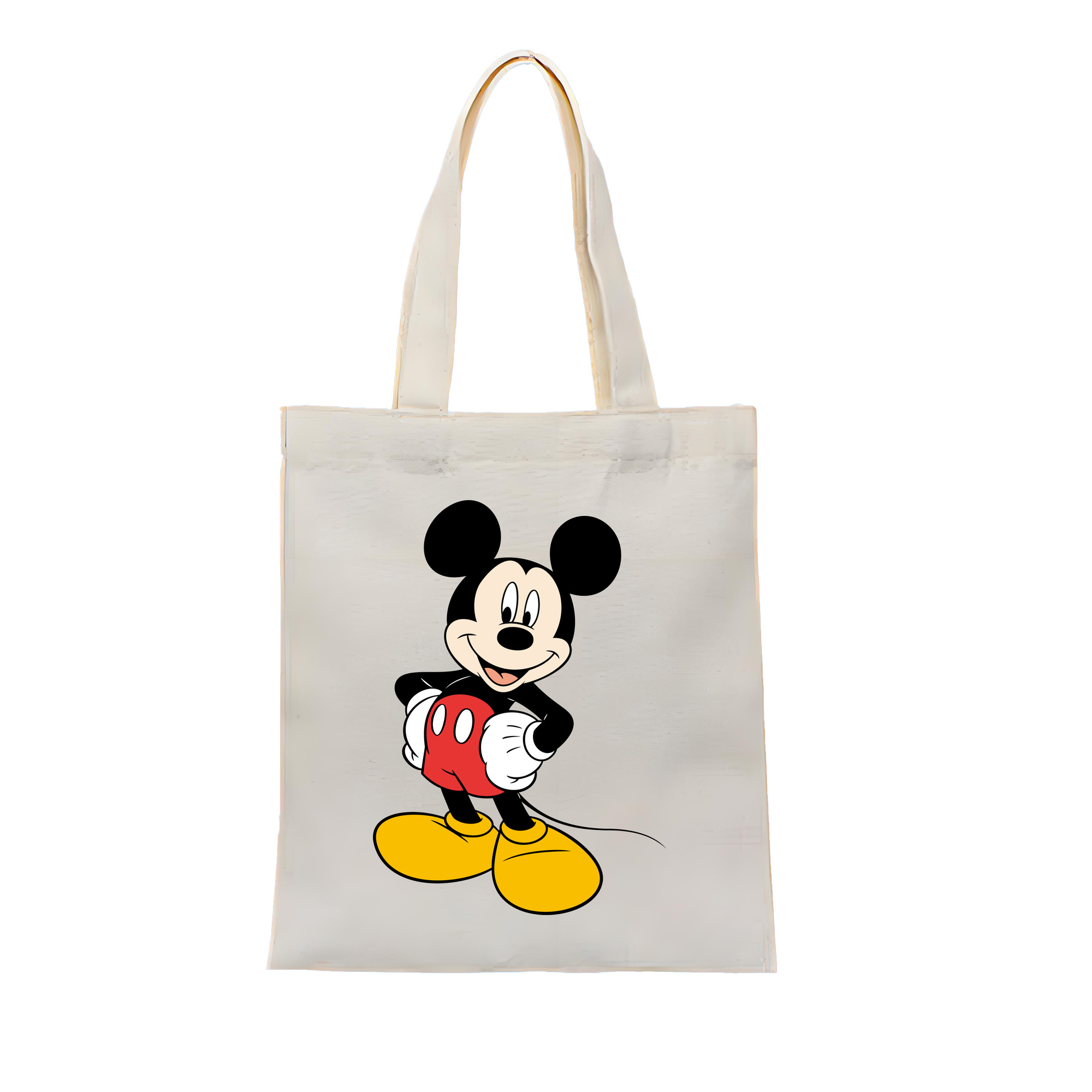 （画像用） ミッキーマウス Mickey Mouse 縦型キャンバス生地手提げバッグ　トートバッグ