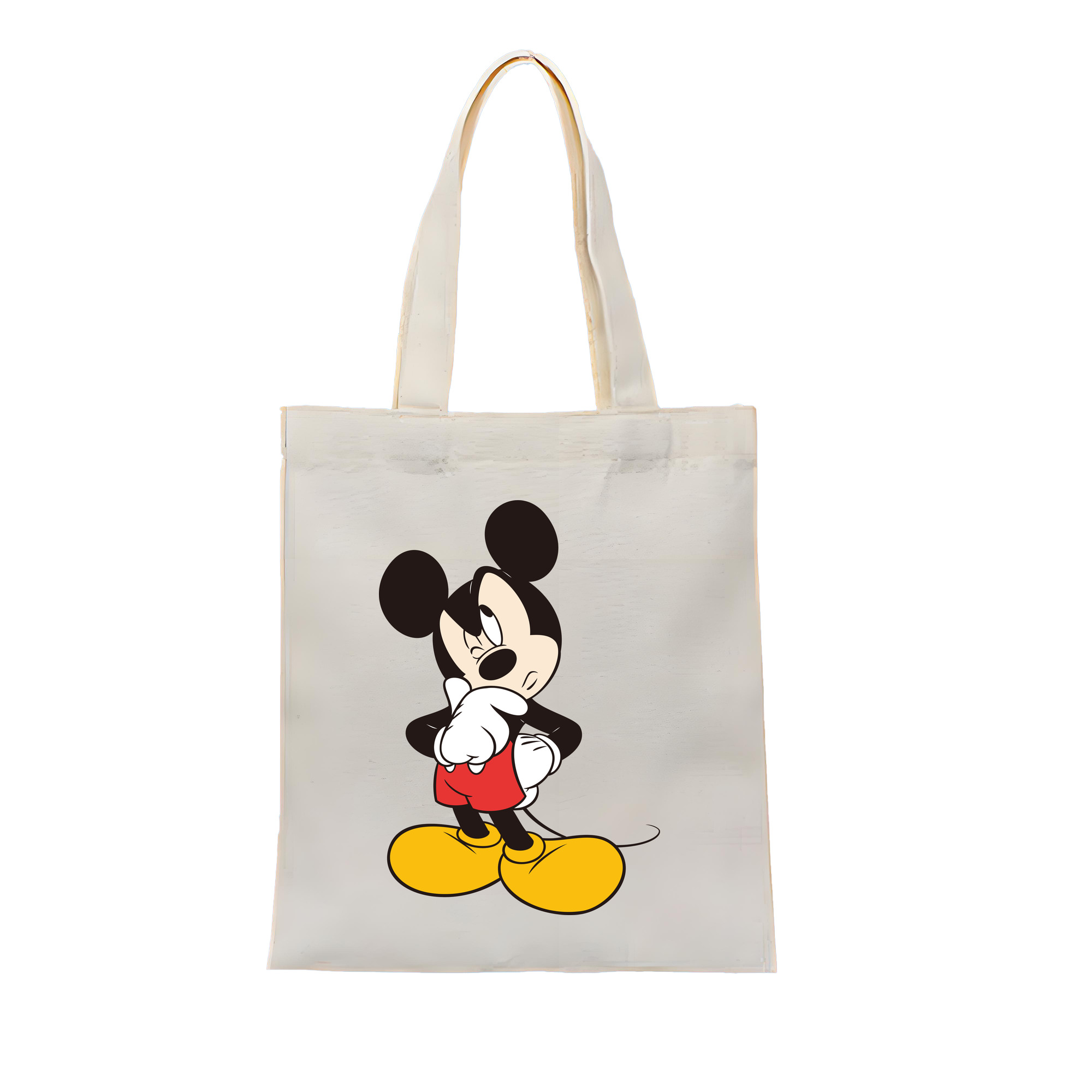 （画像用） ミッキーマウス Mickey Mouse 縦型キャンバス生地手提げバッグ　トートバッグ