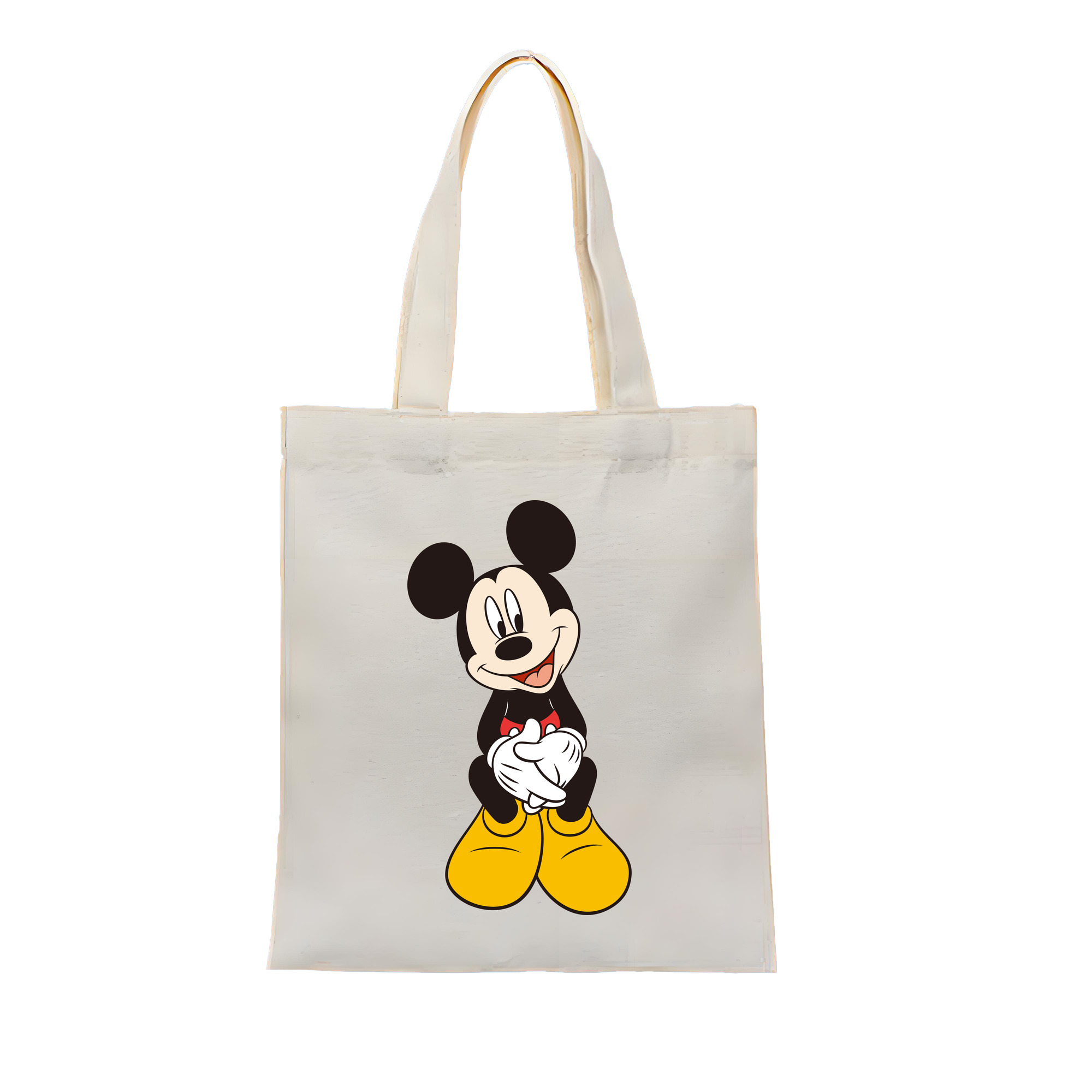 （画像用） ミッキーマウス Mickey Mouse 縦型キャンバス生地手提げバッグ　トートバッグ