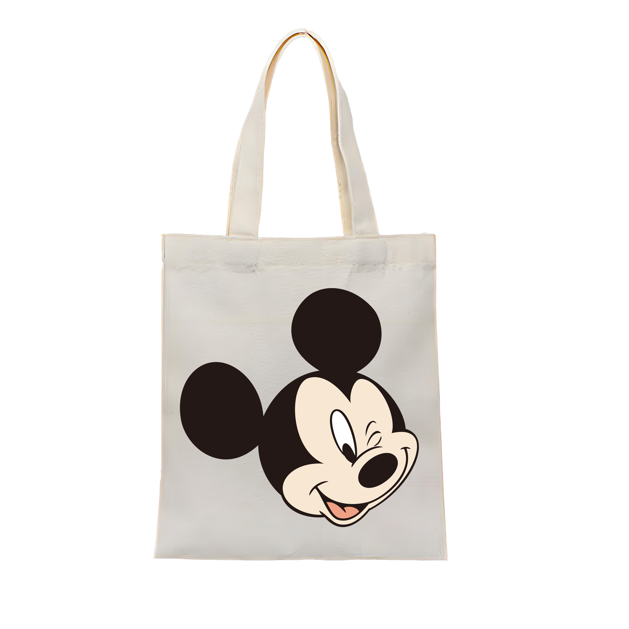 （画像用） ミッキーマウス Mickey Mouse 縦型キャンバス生地手提げバッグ　トートバッグ