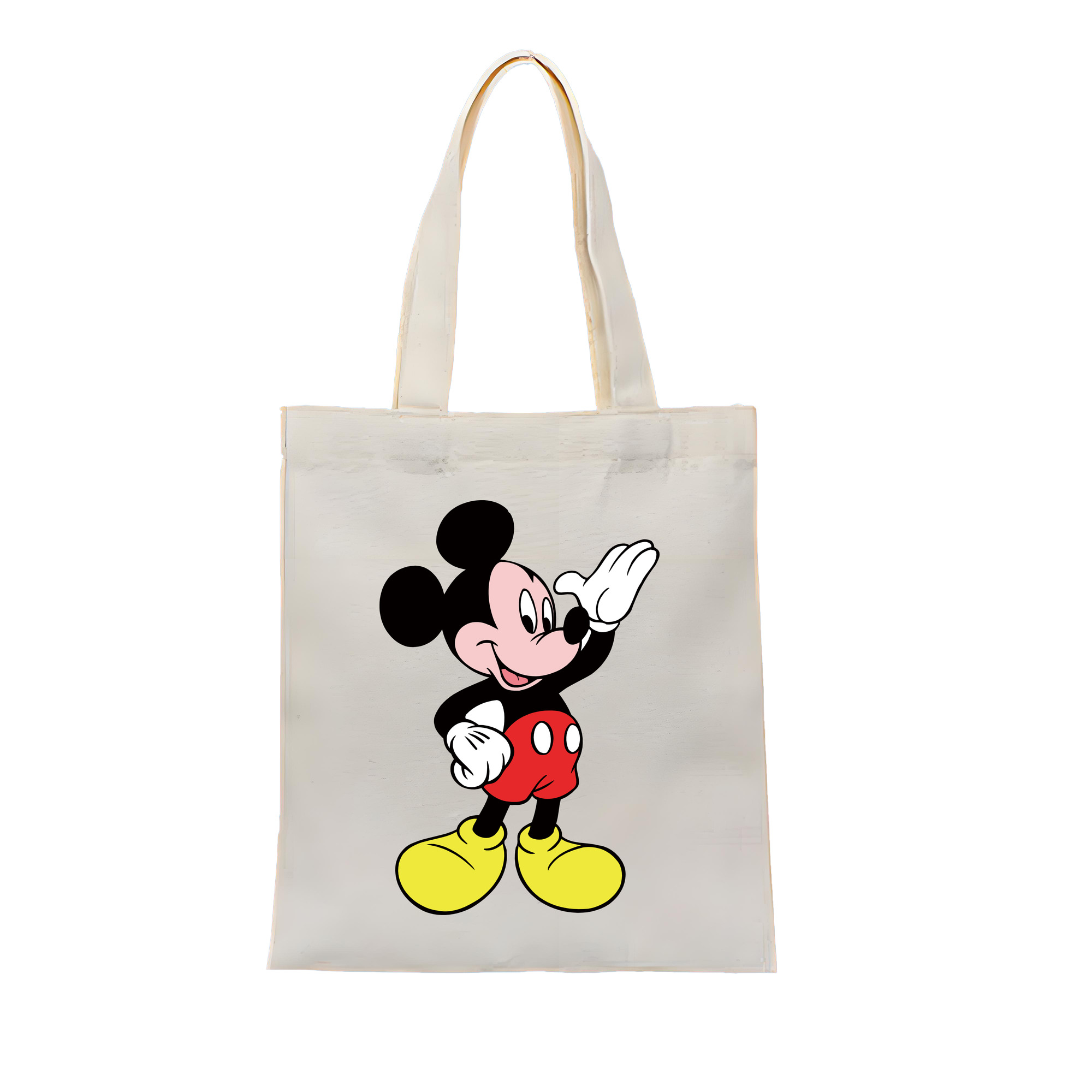 （画像用） ミッキーマウス Mickey Mouse 縦型キャンバス生地手提げバッグ　トートバッグ