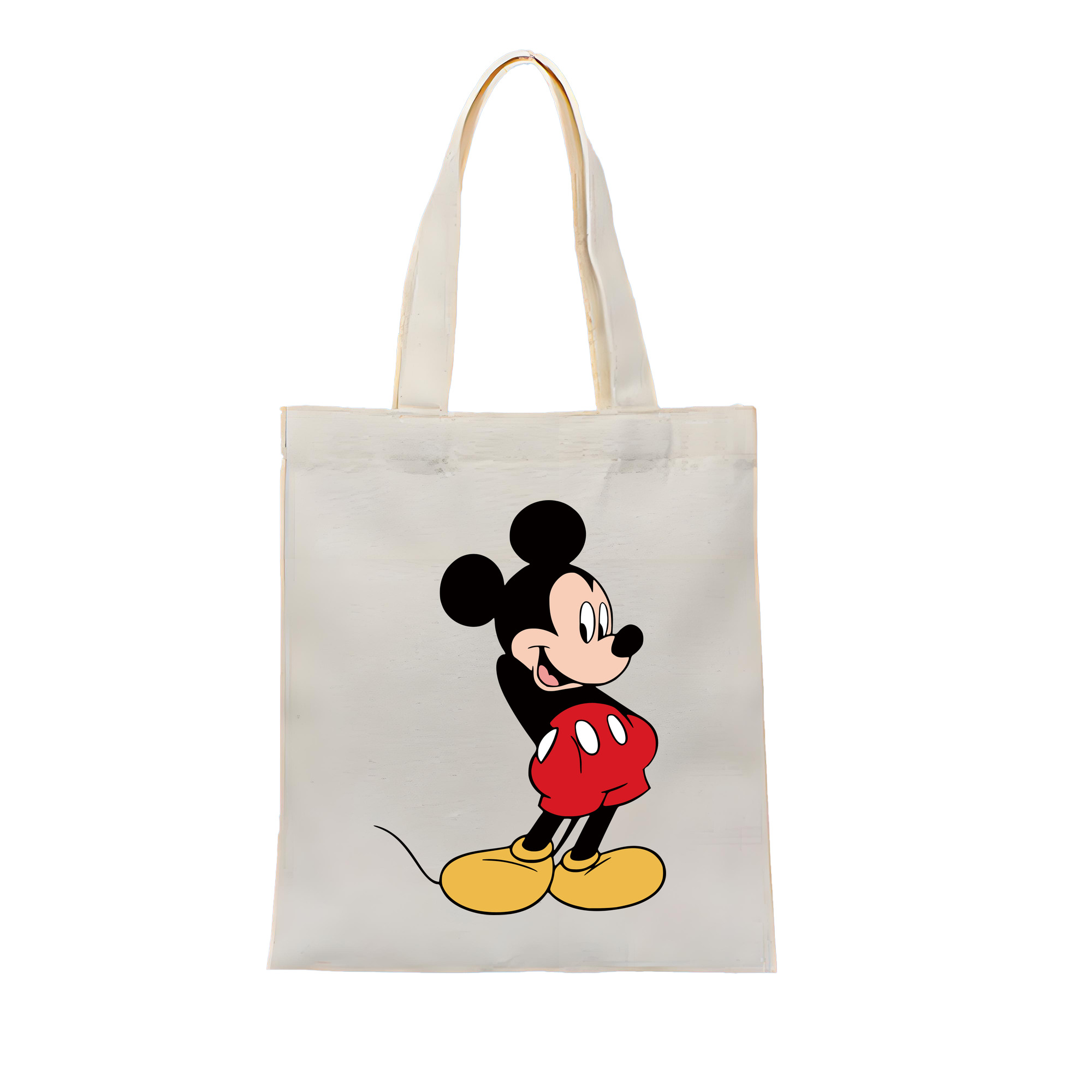 （画像用） ミッキーマウス Mickey Mouse 縦型キャンバス生地手提げバッグ　トートバッグ