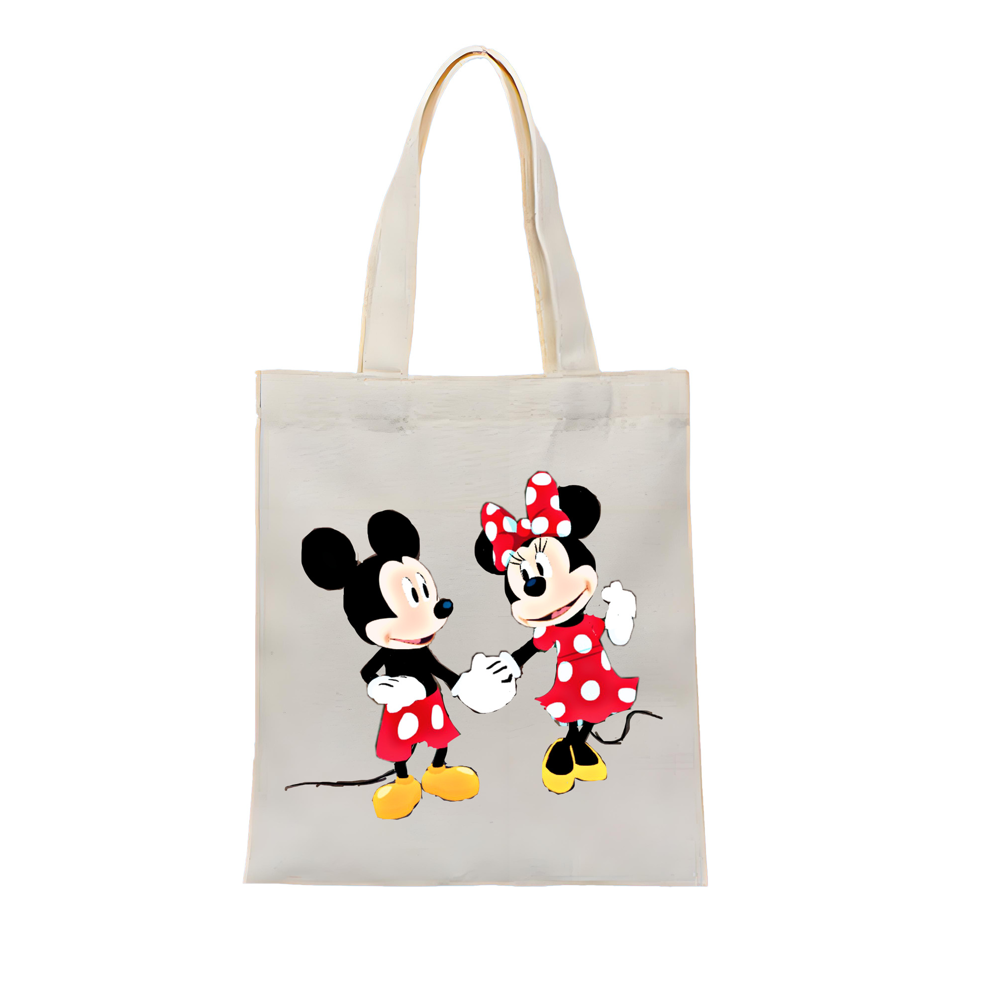 （画像用） ミッキーマウス Mickey Mouse 縦型キャンバス生地手提げバッグ　トートバッグ