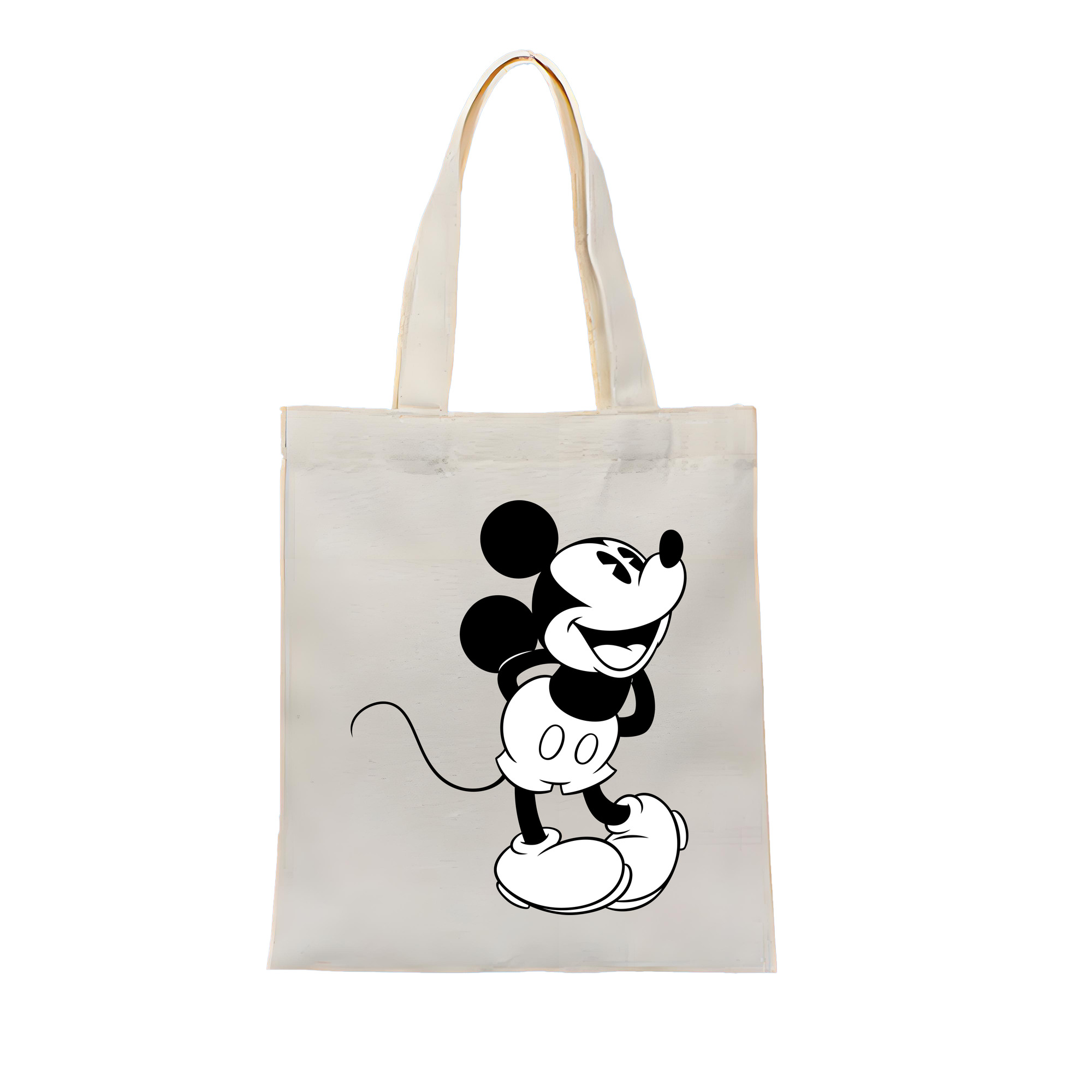 ミッキーマウス Mickey Mouse 縦型キャンバス生地手提げバッグ　トートバッグ