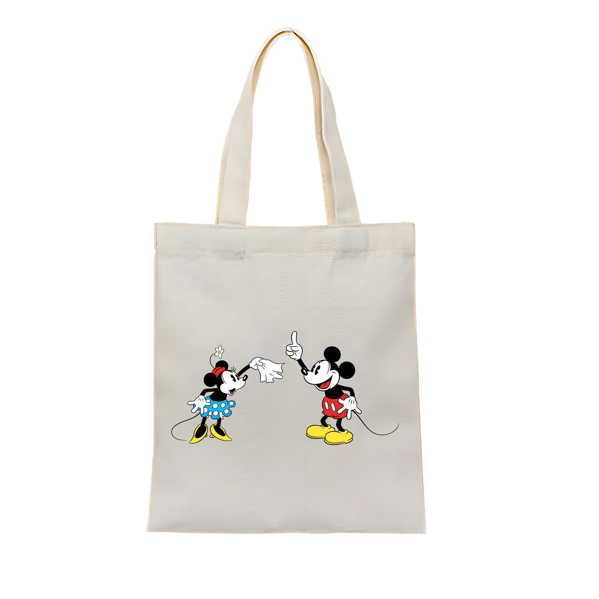 （画像用） ミッキーマウス Mickey Mouse 縦型キャンバス生地手提げバッグ　トートバッグ