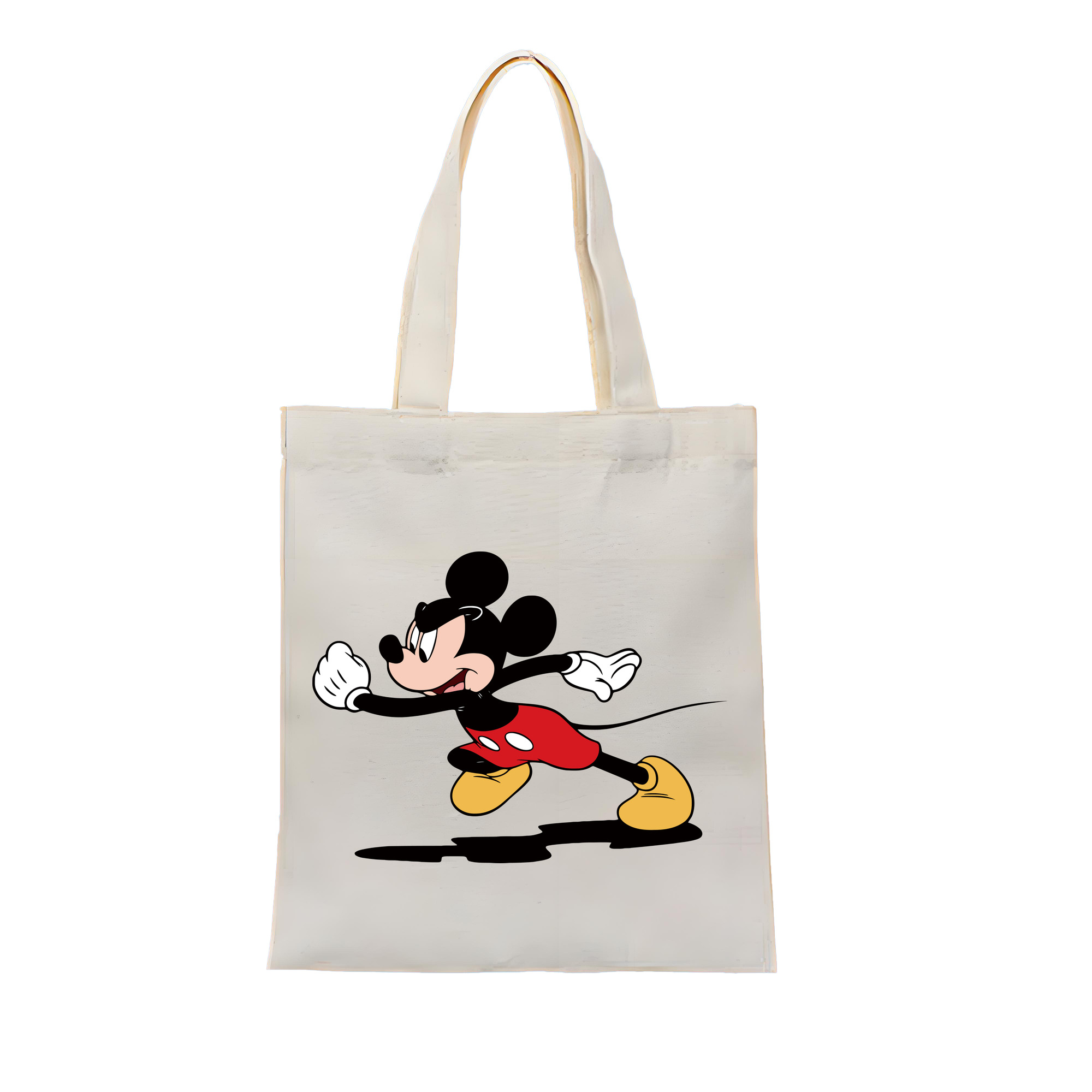 （画像用） ミッキーマウス Mickey Mouse 縦型キャンバス生地手提げバッグ　トートバッグ