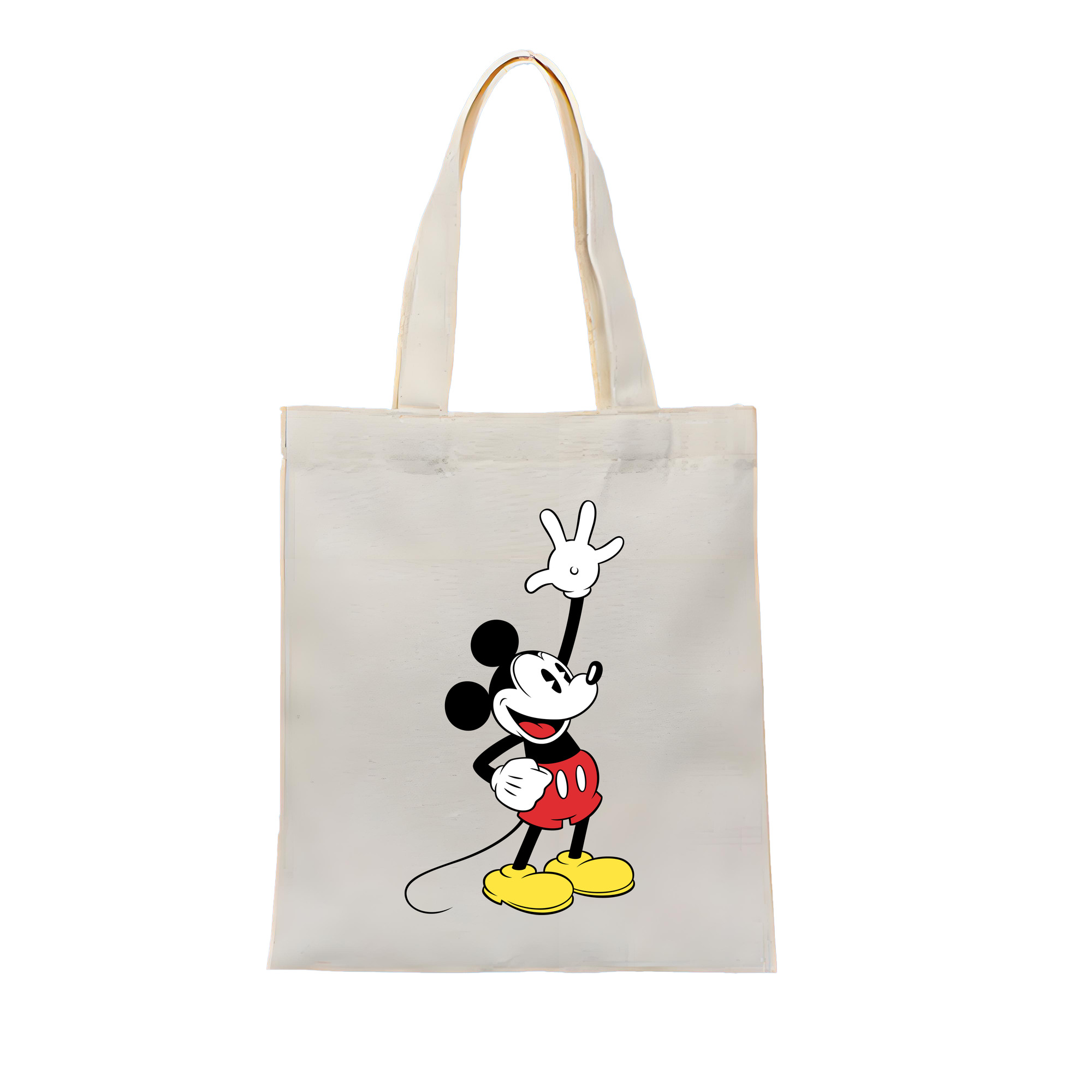 （画像用） ミッキーマウス Mickey Mouse 縦型キャンバス生地手提げバッグ　トートバッグ