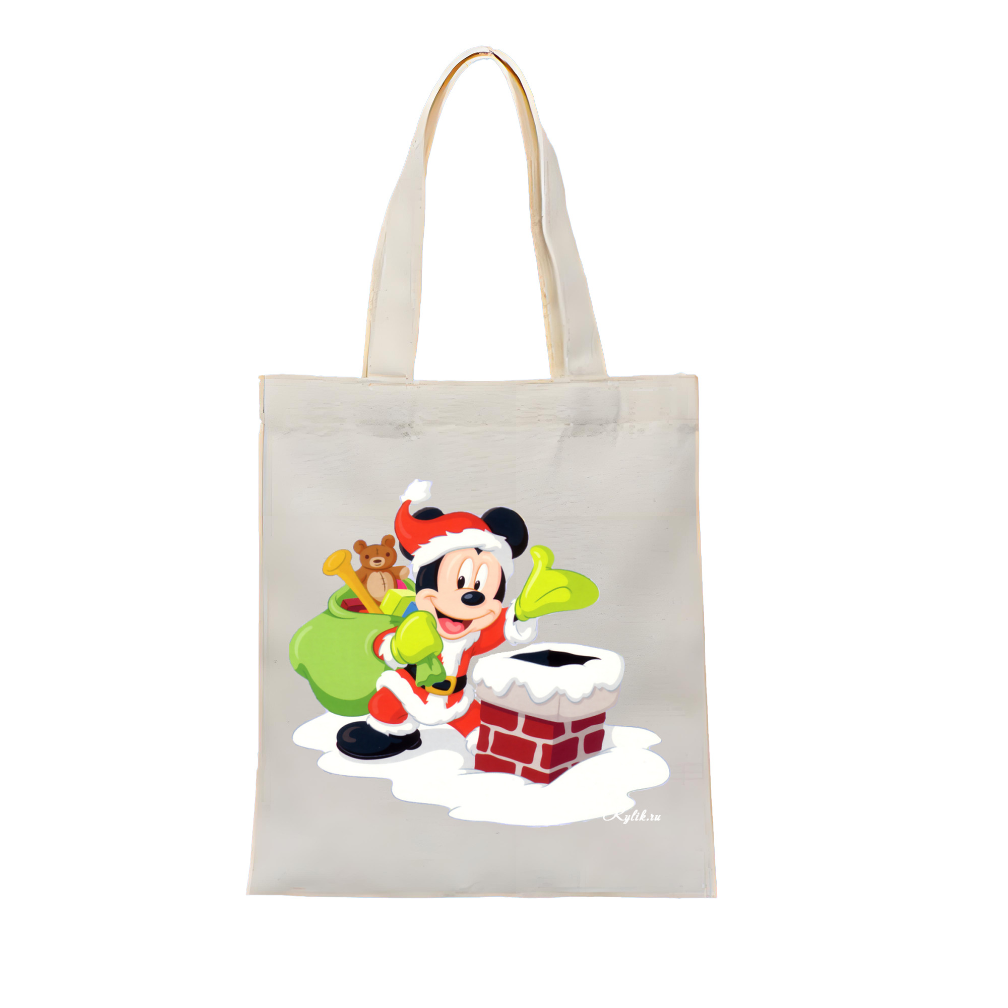 （画像用） ミッキーマウス Mickey Mouse 縦型キャンバス生地手提げバッグ　トートバッグ