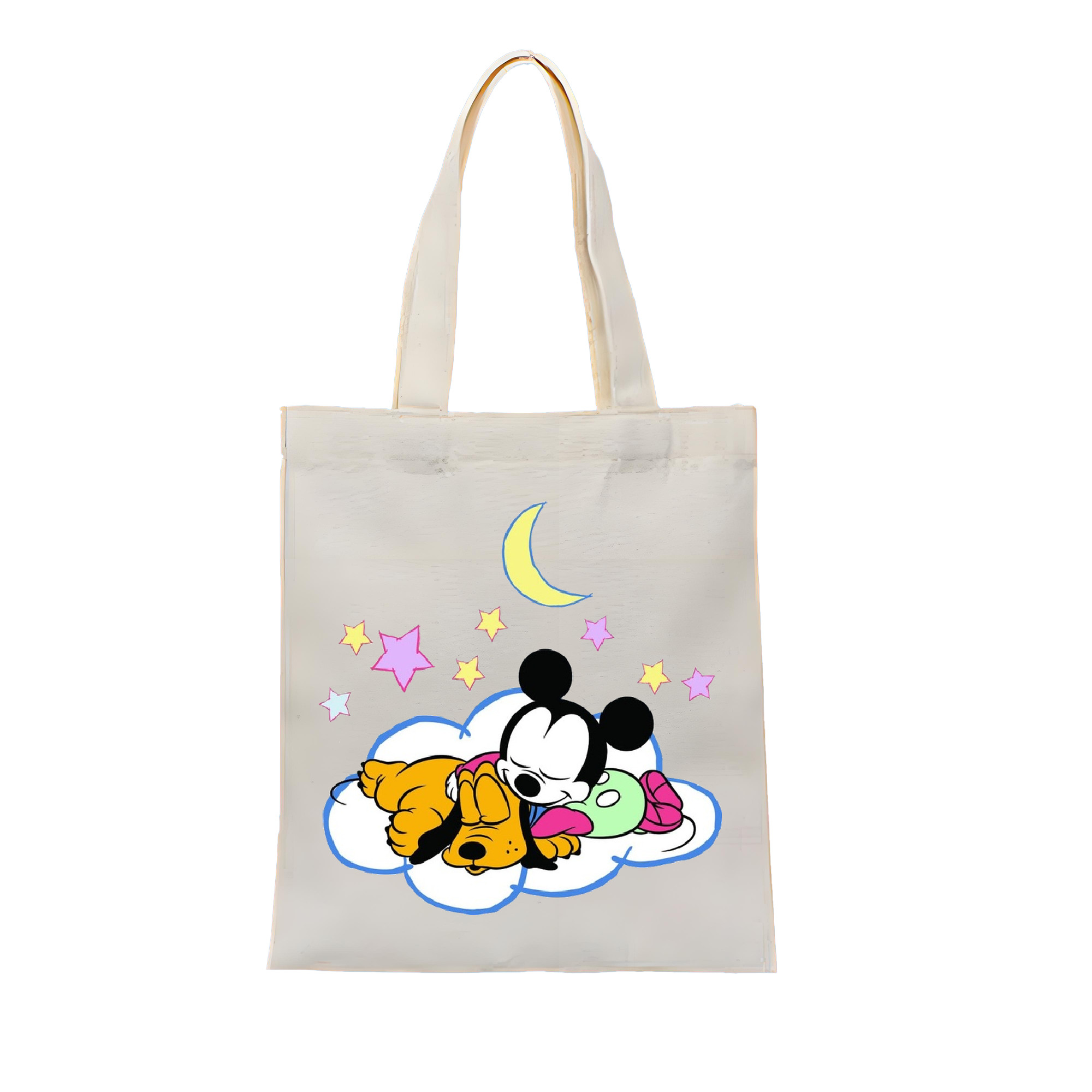 ミッキーマウス Mickey Mouse 縦型キャンバス生地手提げバッグ　トートバッグ