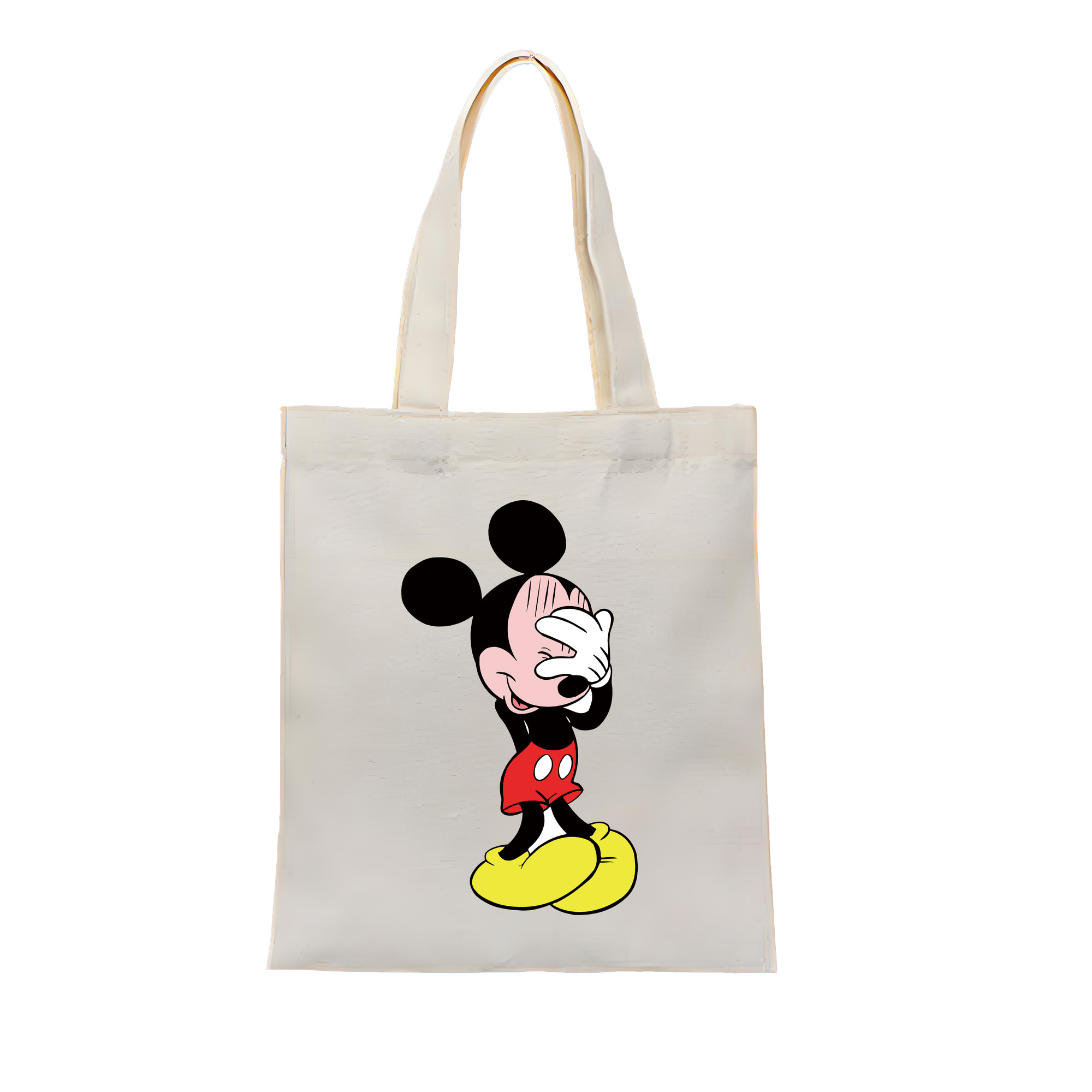 ミッキーマウス Mickey Mouse 縦型キャンバス生地手提げバッグ　トートバッグ