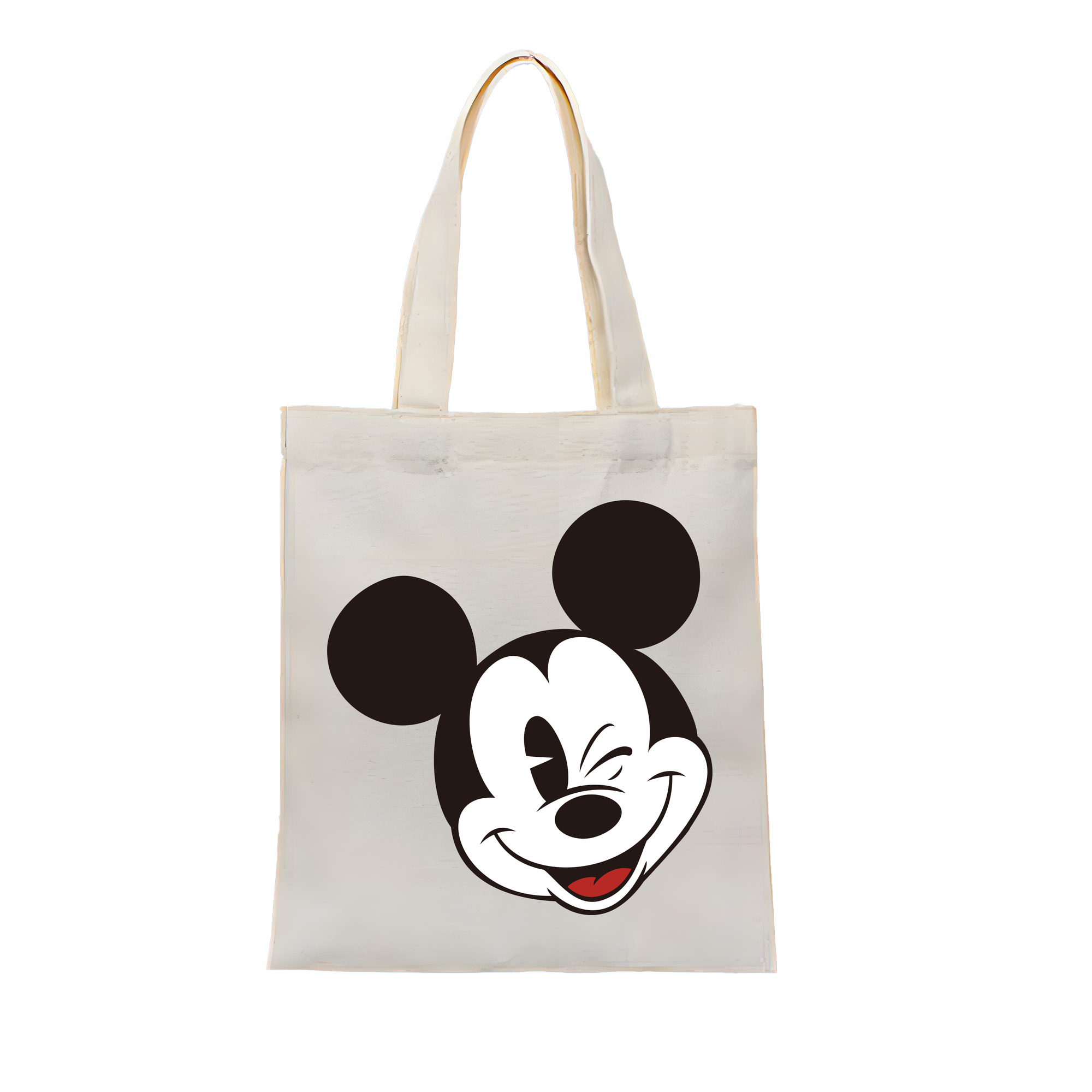 ミッキーマウス Mickey Mouse 縦型キャンバス生地手提げバッグ　トートバッグ