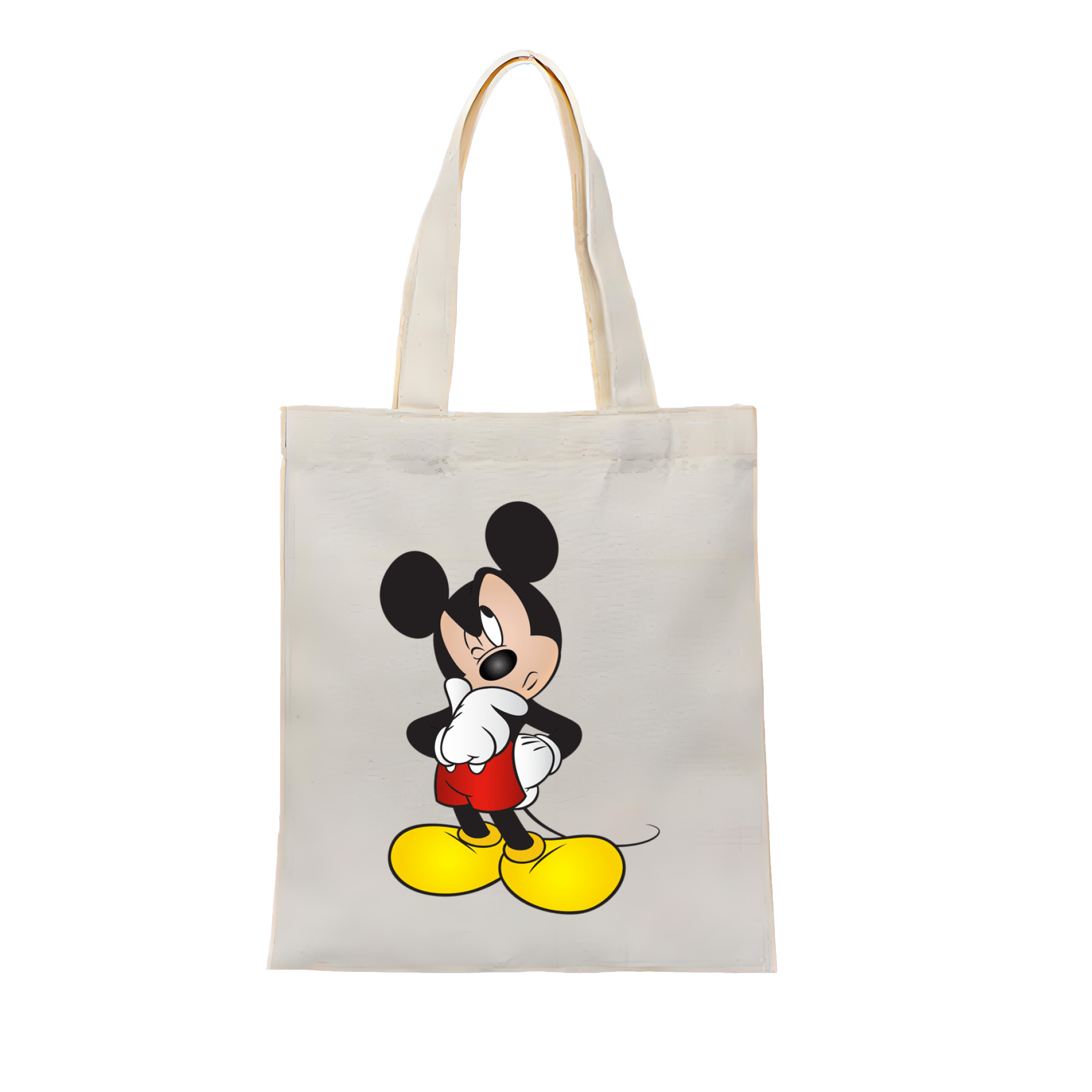 （画像用） ミッキーマウス Mickey Mouse 縦型キャンバス生地手提げバッグ　トートバッグ