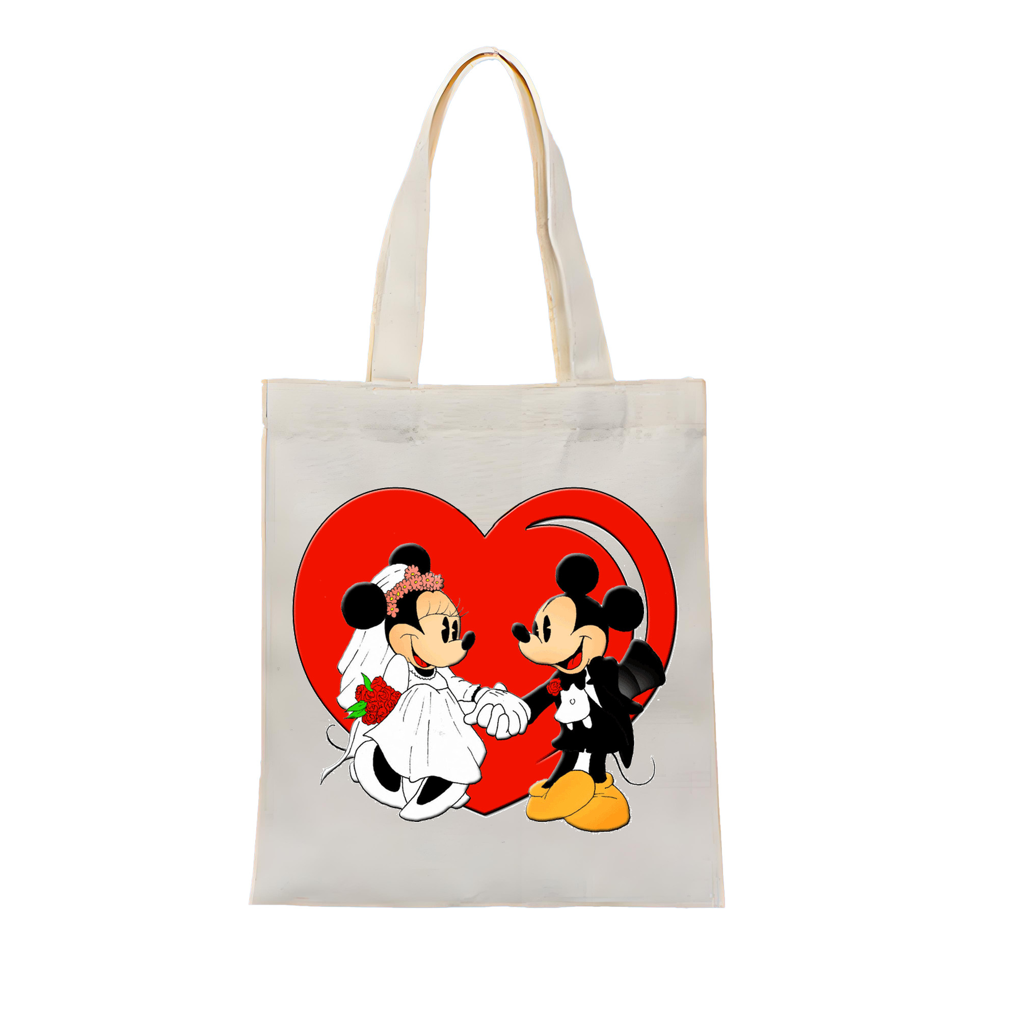 （画像用） ミッキーマウス Mickey Mouse 縦型キャンバス生地手提げバッグ　トートバッグ